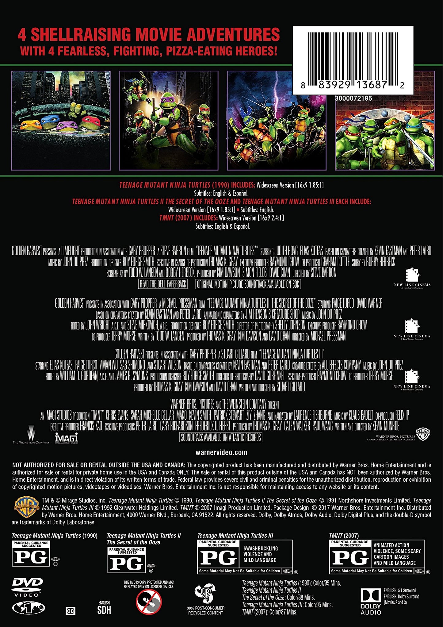 4 Film Favorites: Teenage Mutant Ninja Turtles [Import] [DVD]