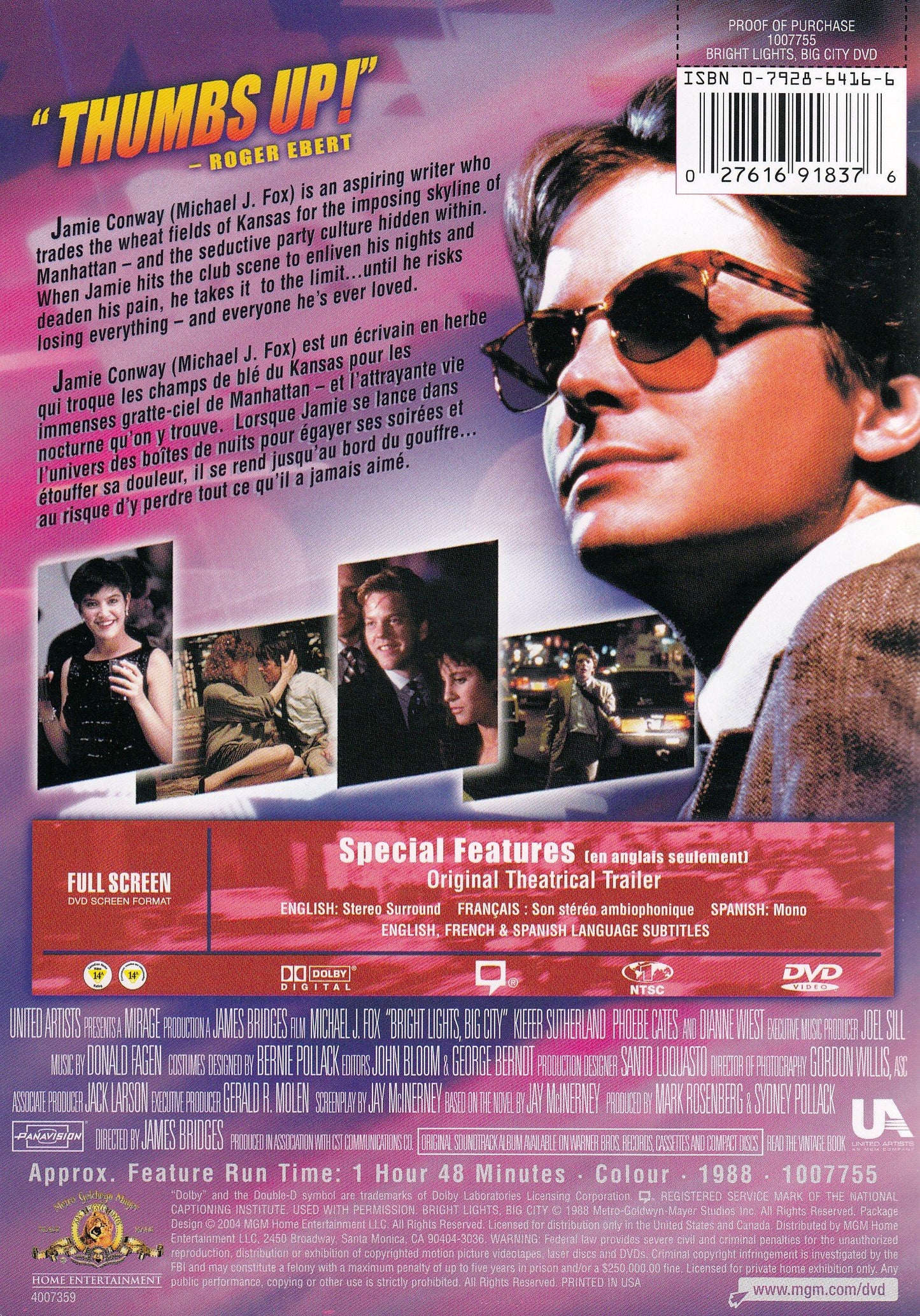 Bright Lights, Big City / Les feux de la nuit (Bilingual) [DVD] - Good