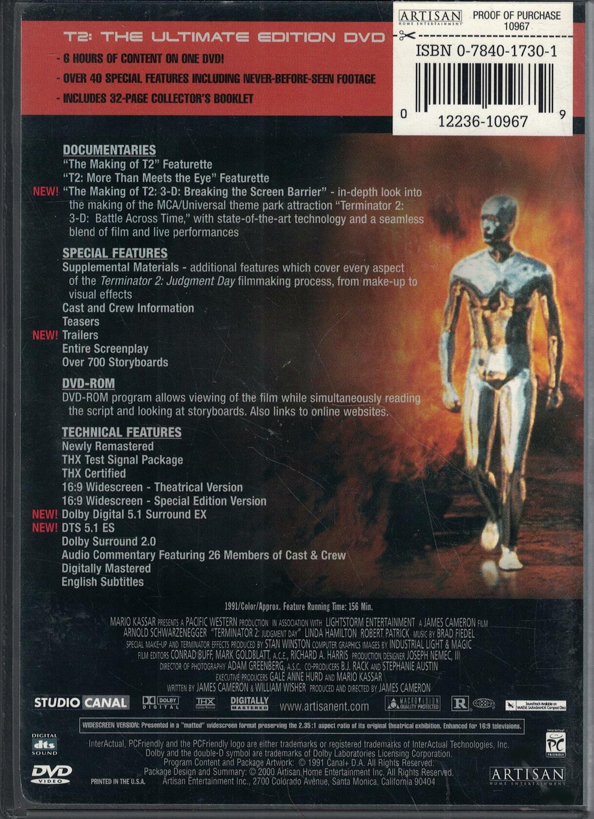 Terminator 2: Judgment Day (Ultimate Edition) [DVD] - Very Good