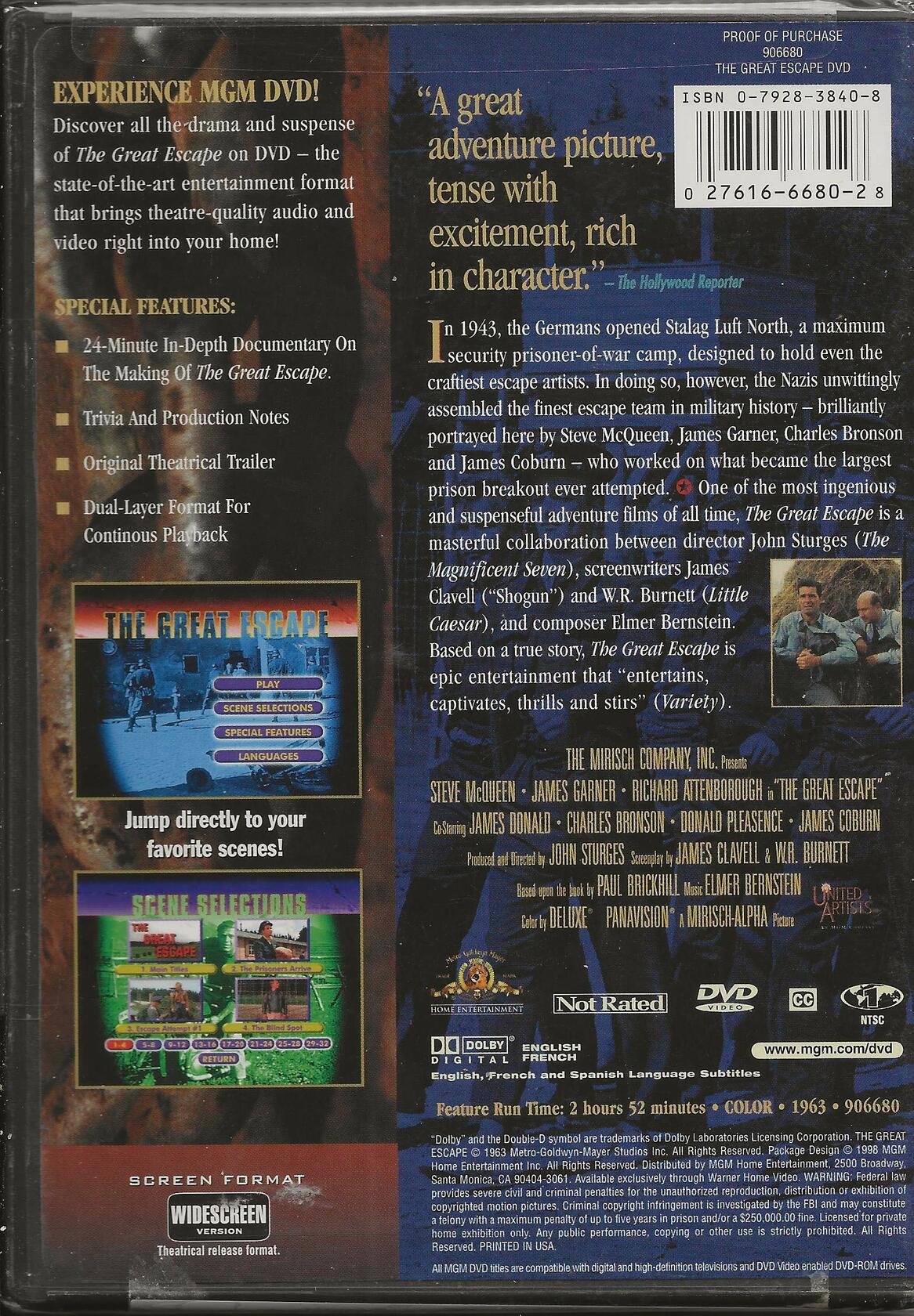 GREAT ESCAPE BY MCQUEEN,STEVE (DVD) [Paperback] - Very Good