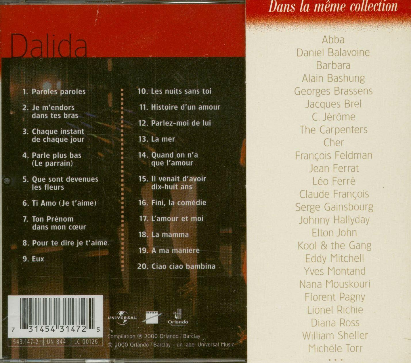 Ballades Et Mots D'amour [Audio CD] Dalida - Very Good