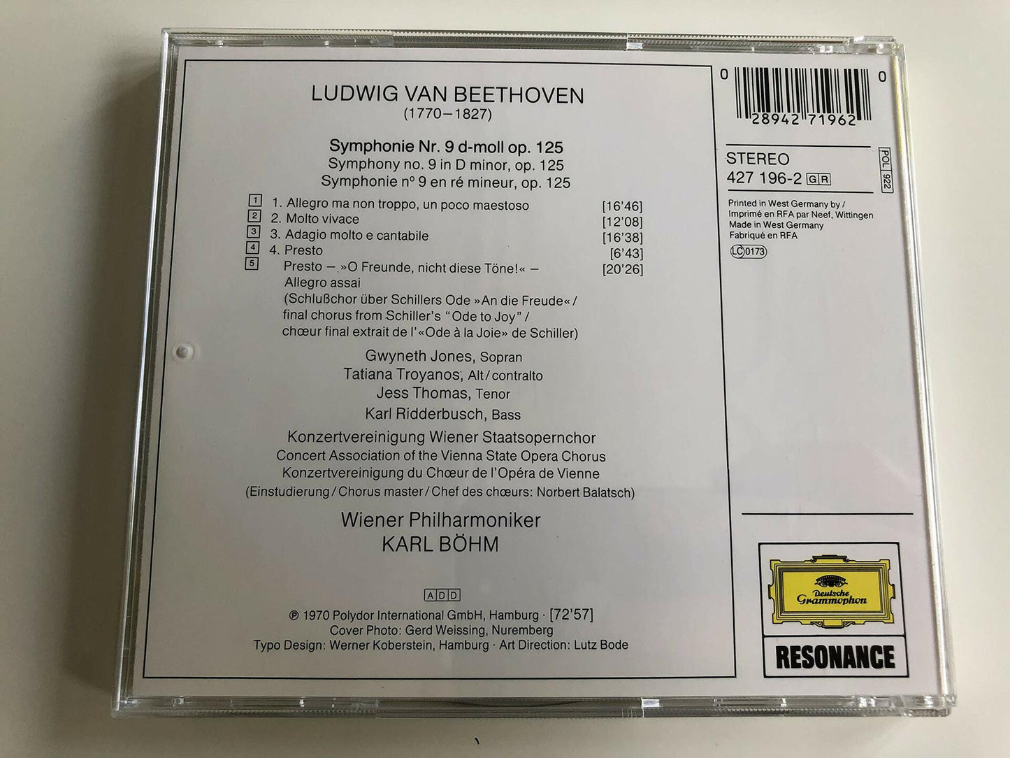 Symphony 9 " Choral " [Audio CD] Beethoven and Bohm - Very Good