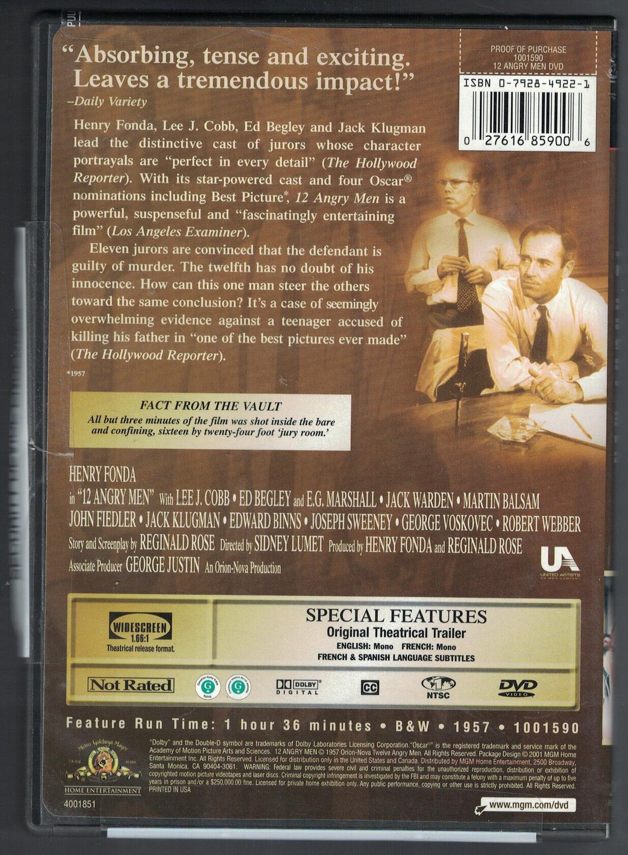 12 Angry Men (Widescreen) (Bilingual) [DVD] - Very Good