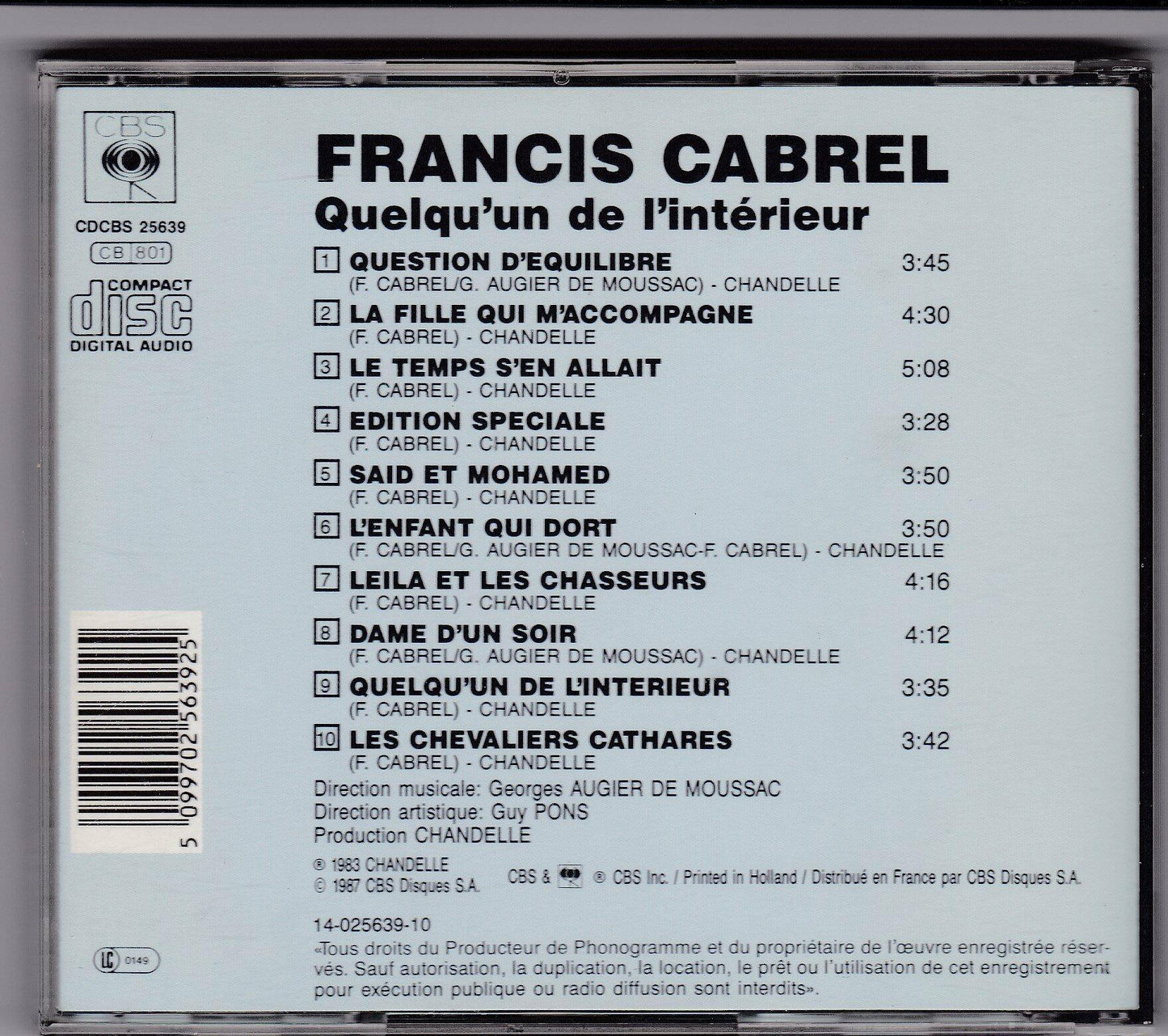 Quelqu'un De L' Interieur [Audio CD] - Very Good