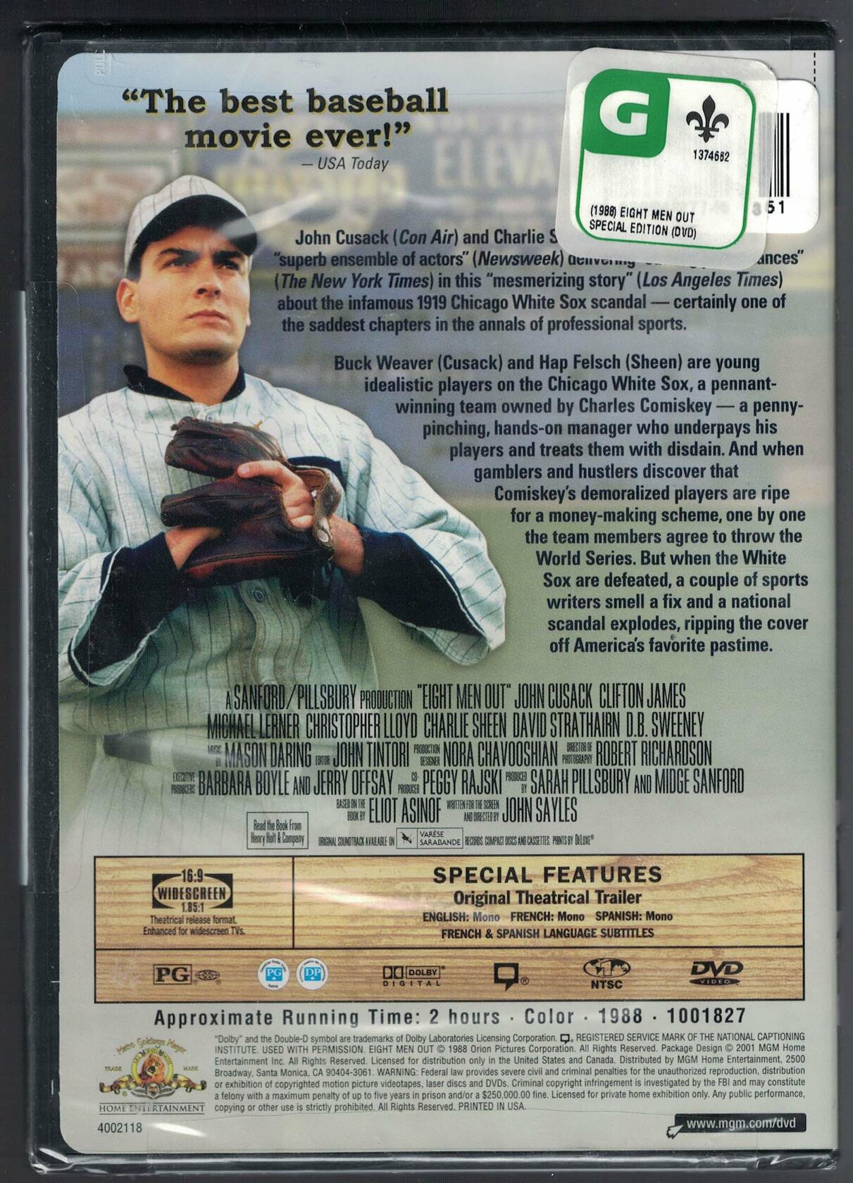 Eight Men Out (Widescreen) (Bilingual) [DVD] - Very Good