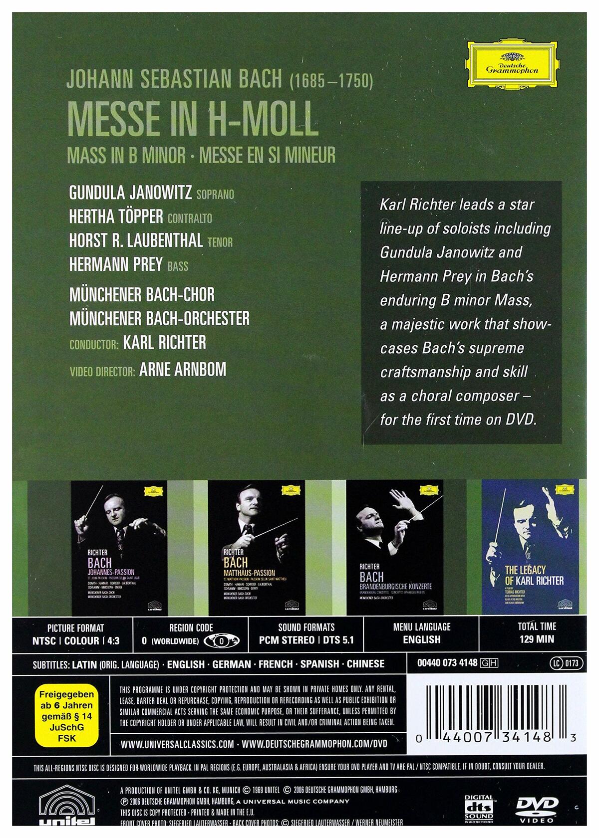 BACH;JOHANN SEBASTIAN MASS IN B MIN [DVD] - Very Good