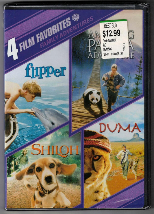 Family Adventures: 4 Film Favorites - Flipper / Amazing Panda Adventure / Shiloh / Duma [DVD] - Very Good