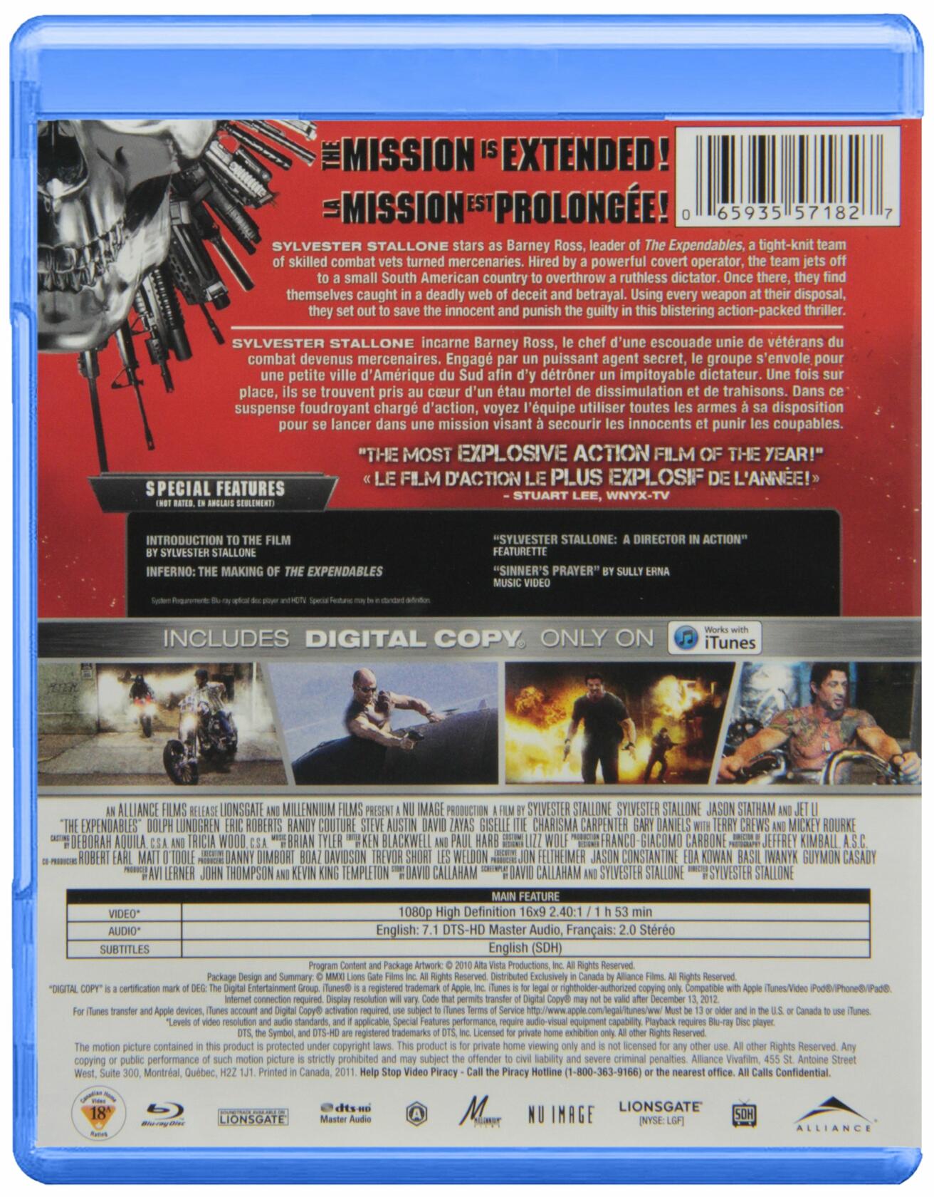 The Expendables (Extended Director's Cut) [Blu-ray + Digital Copy] [Blu-ray] - Very Good