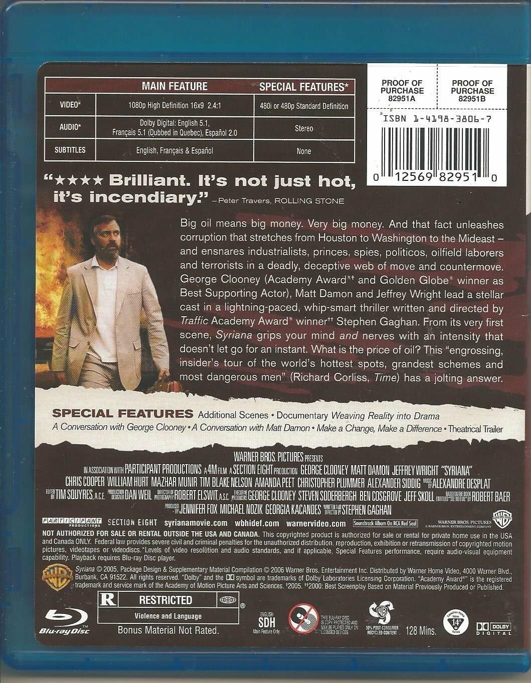 Syriana [Blu-ray] - Very Good