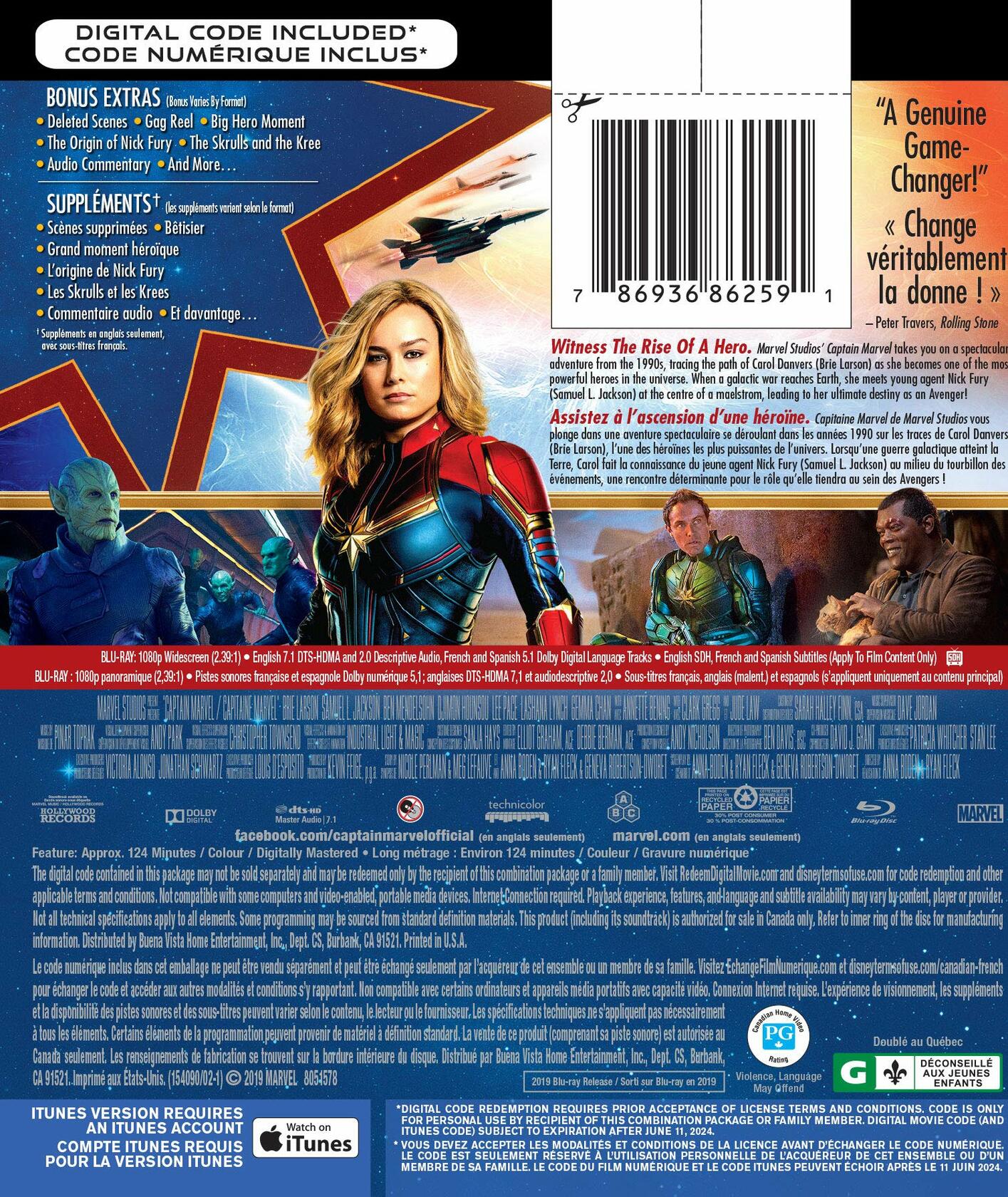 Captain Marvel [Blu-ray + Digital Code] (Bilingual) [Blu-ray]