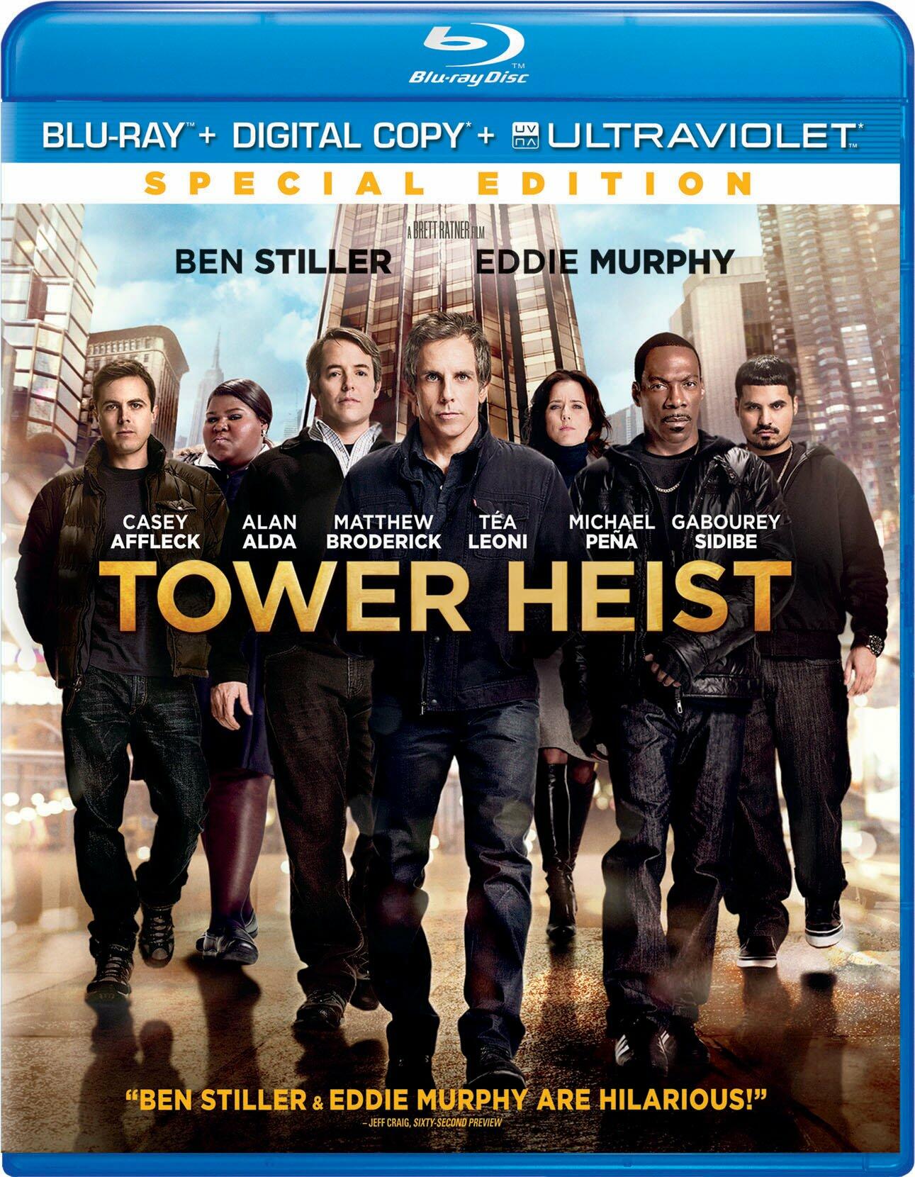 Tower Heist [Blu-ray] Stiller, Ben; Murphy, Eddie; Broderick, Matthew; Sidibe, Gabourey; Affleck, Casey; Pena, Michael; Leoni, Tea; Alda, Alan; Hirsch, Judd; Henderson, Stephen and Ratner, Brett - Very Good