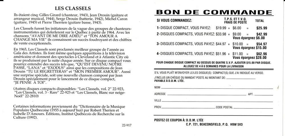 Les Classels – Vol. 1 - 1991 - (Canada - Compilation) - CD - Very Good