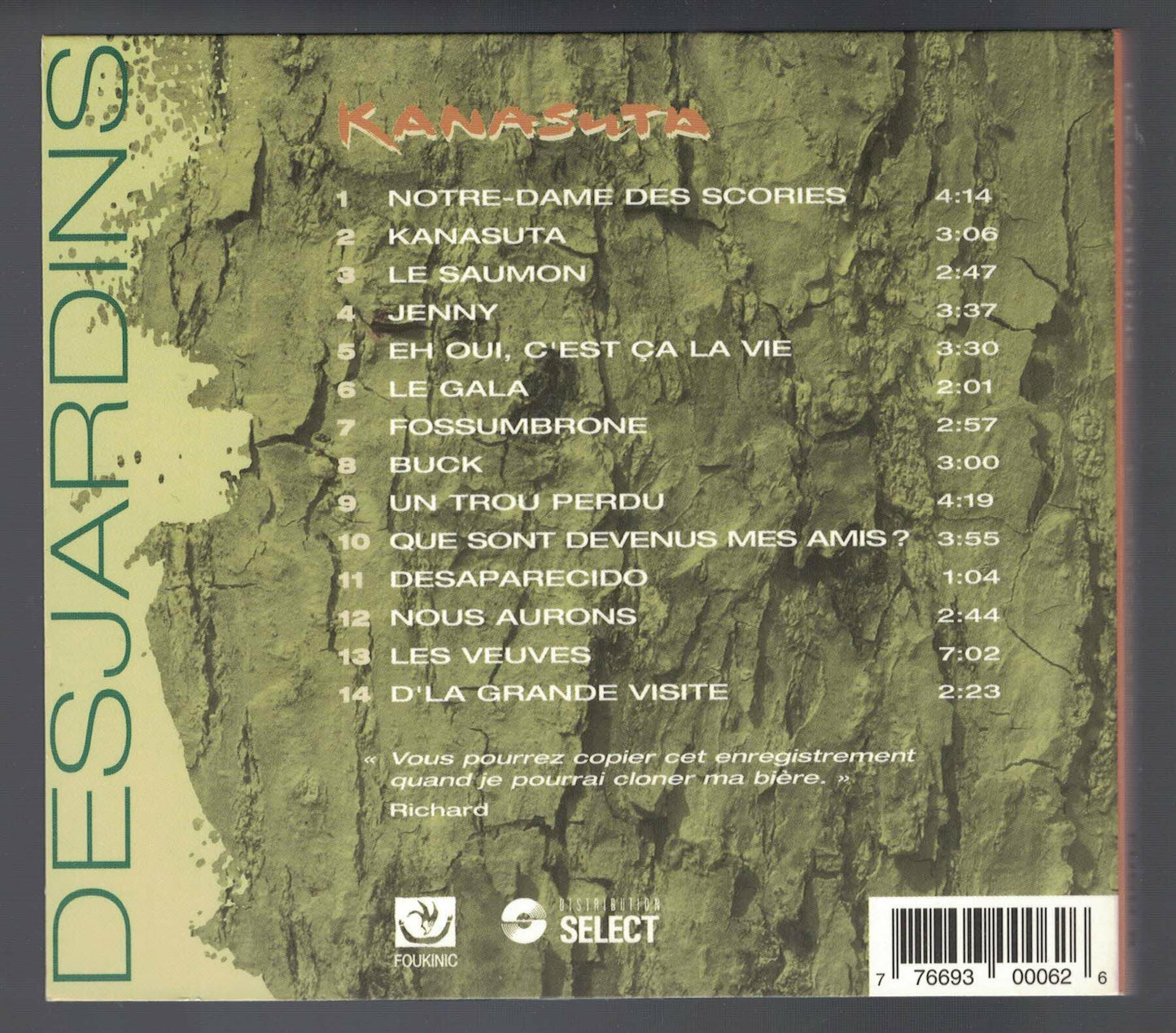 Richard Desjardins's Kanasuta [Audio CD] Desjardins, Richard and Richard Desjardins - Very Good