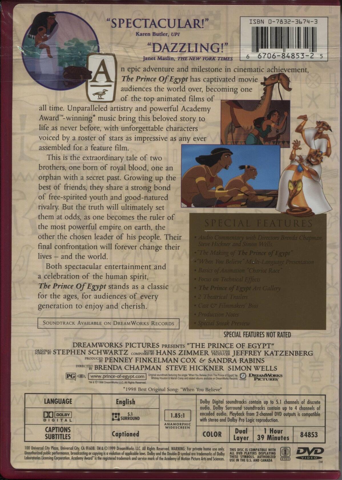 PRINCE OF EGYPT (WS) [Unknown Binding] - Good