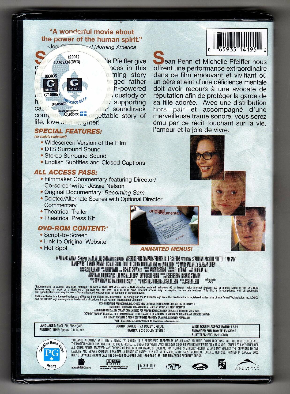 I Am Sam / Je suis Sam (Bilingual) [DVD] - Good