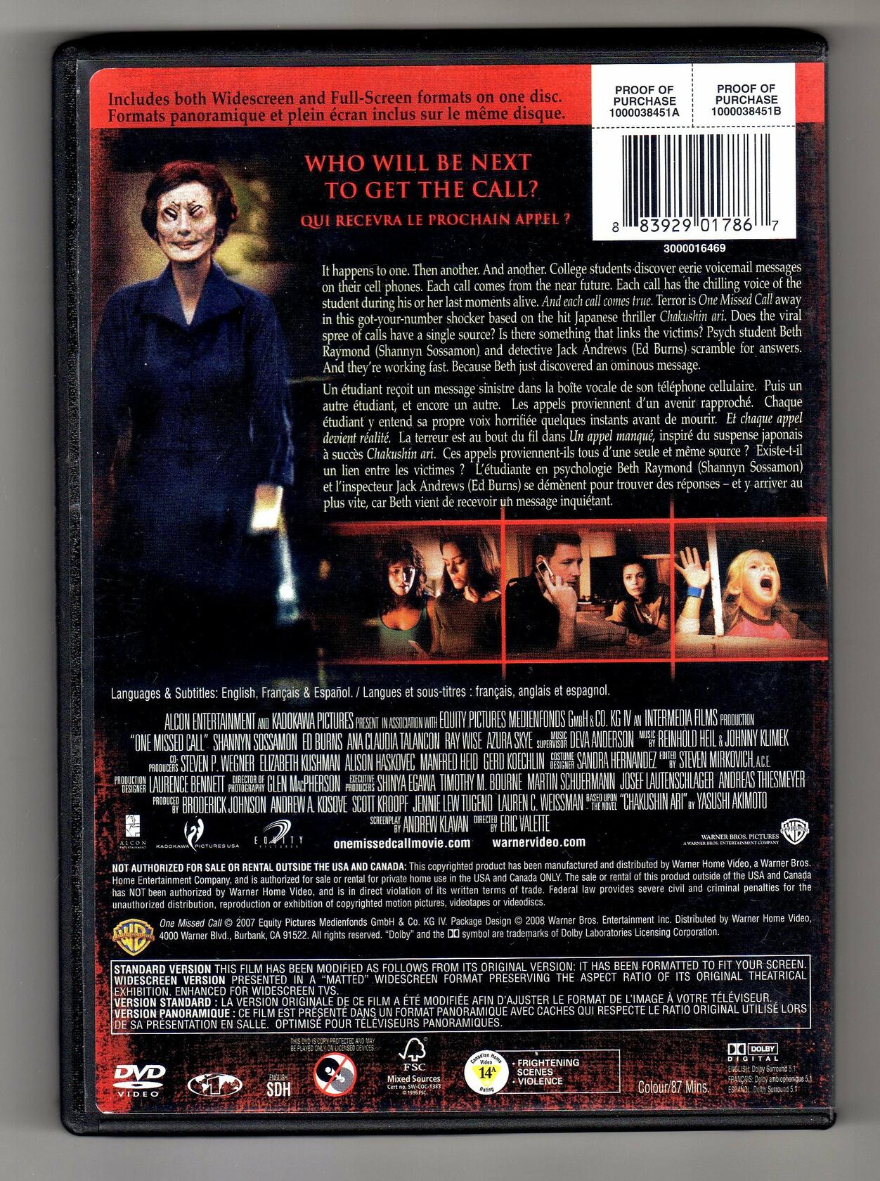 One Missed Call (Un appel manquant) [DVD] - Good