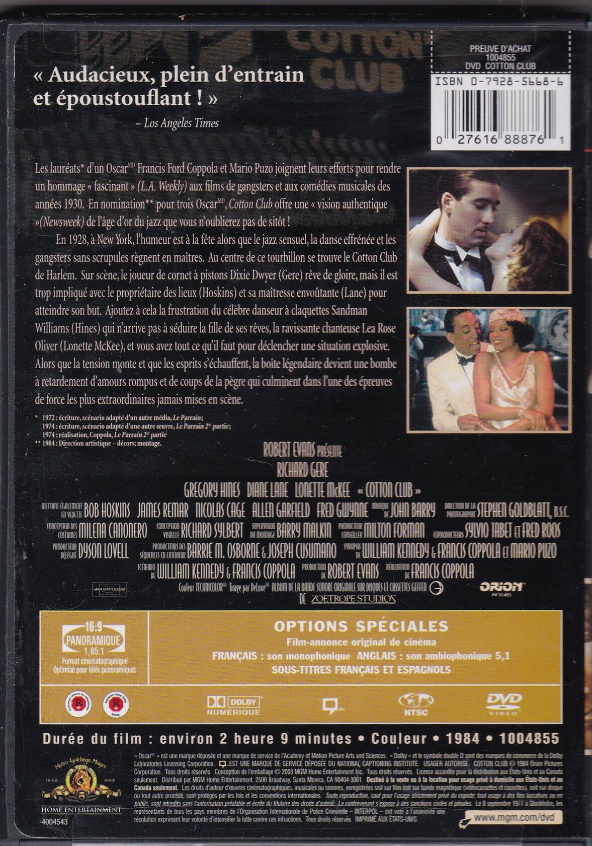 The Cotton Club (Bilingual) [DVD] - Good