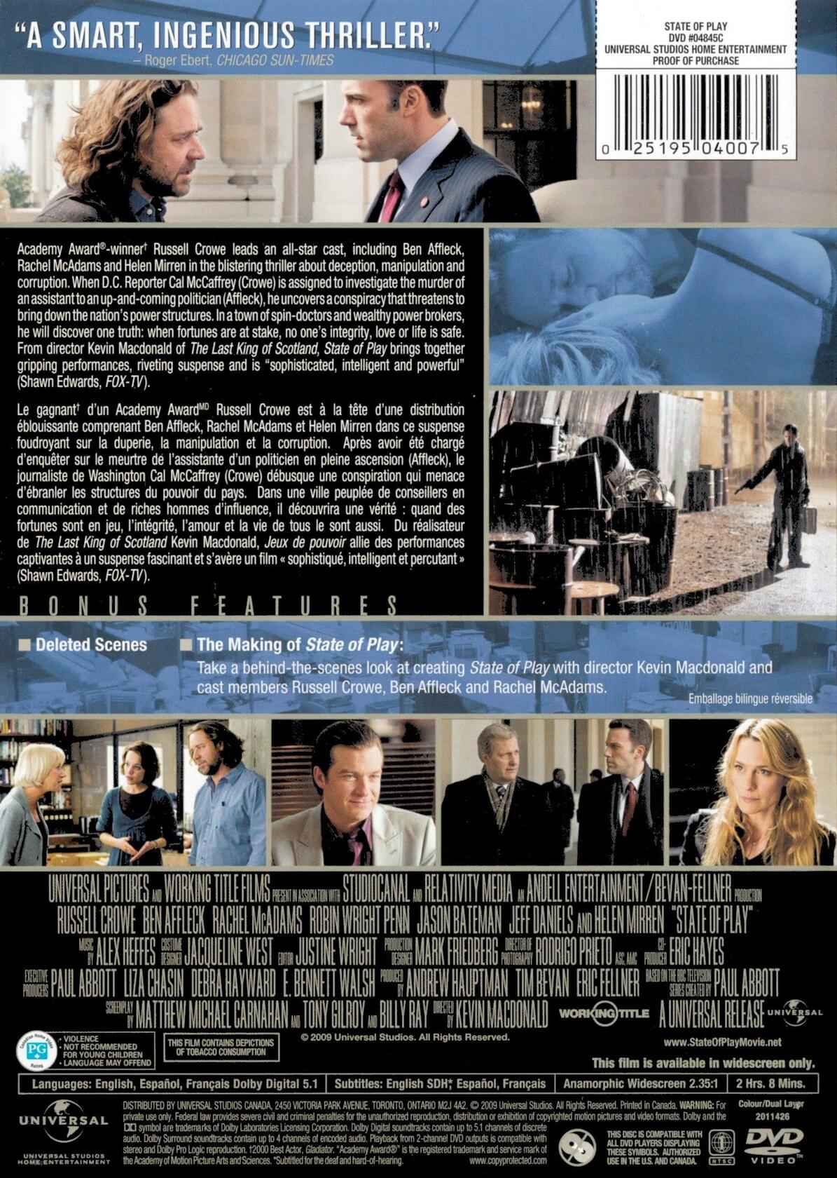 State of Play (2009) [DVD] - Good