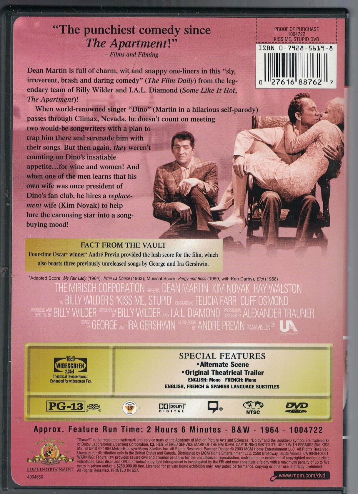 Kiss Me, Stupid (Bilingual) [Import] [DVD]