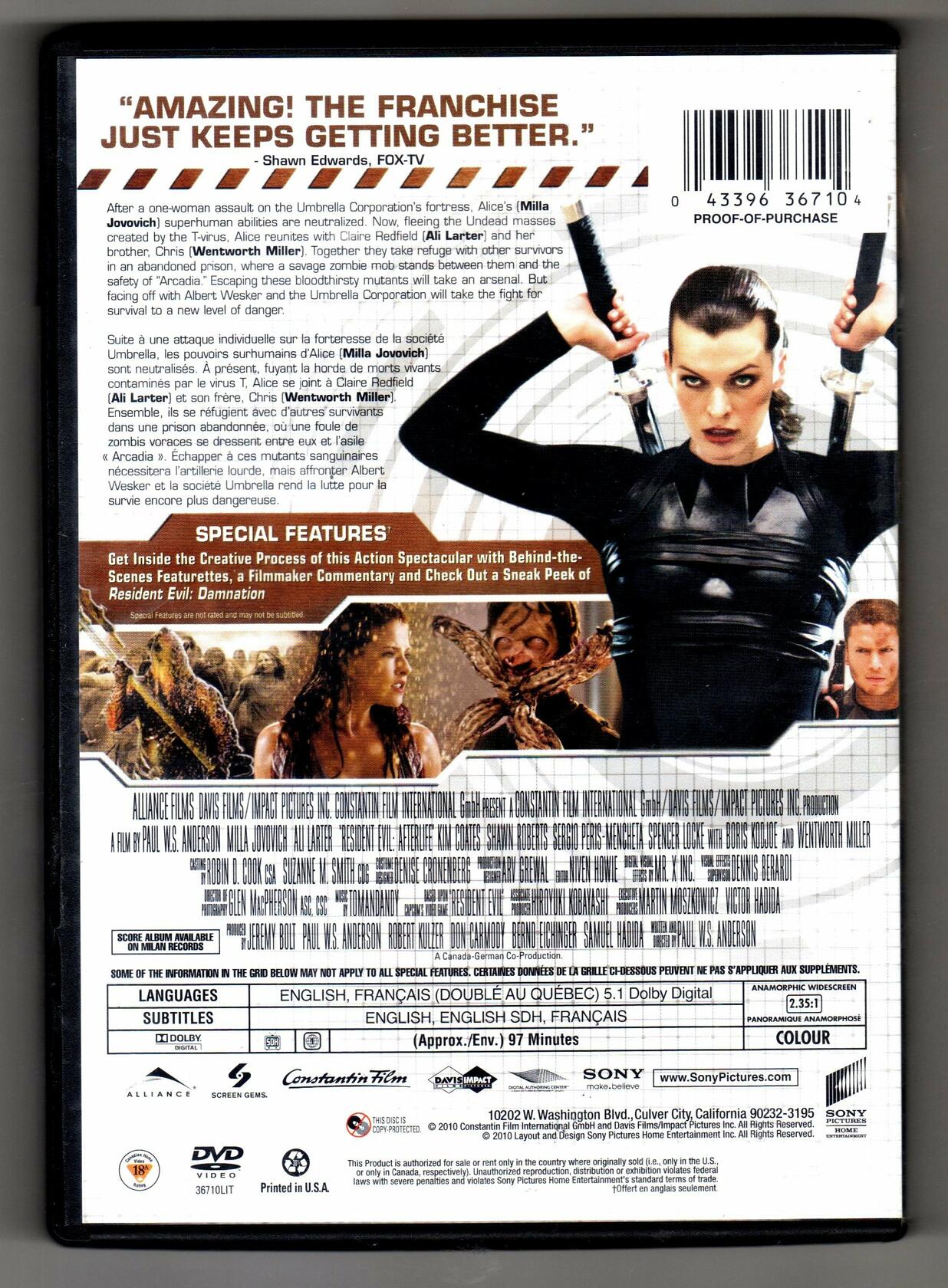 Resident Evil: Afterlife Bilingual [DVD]