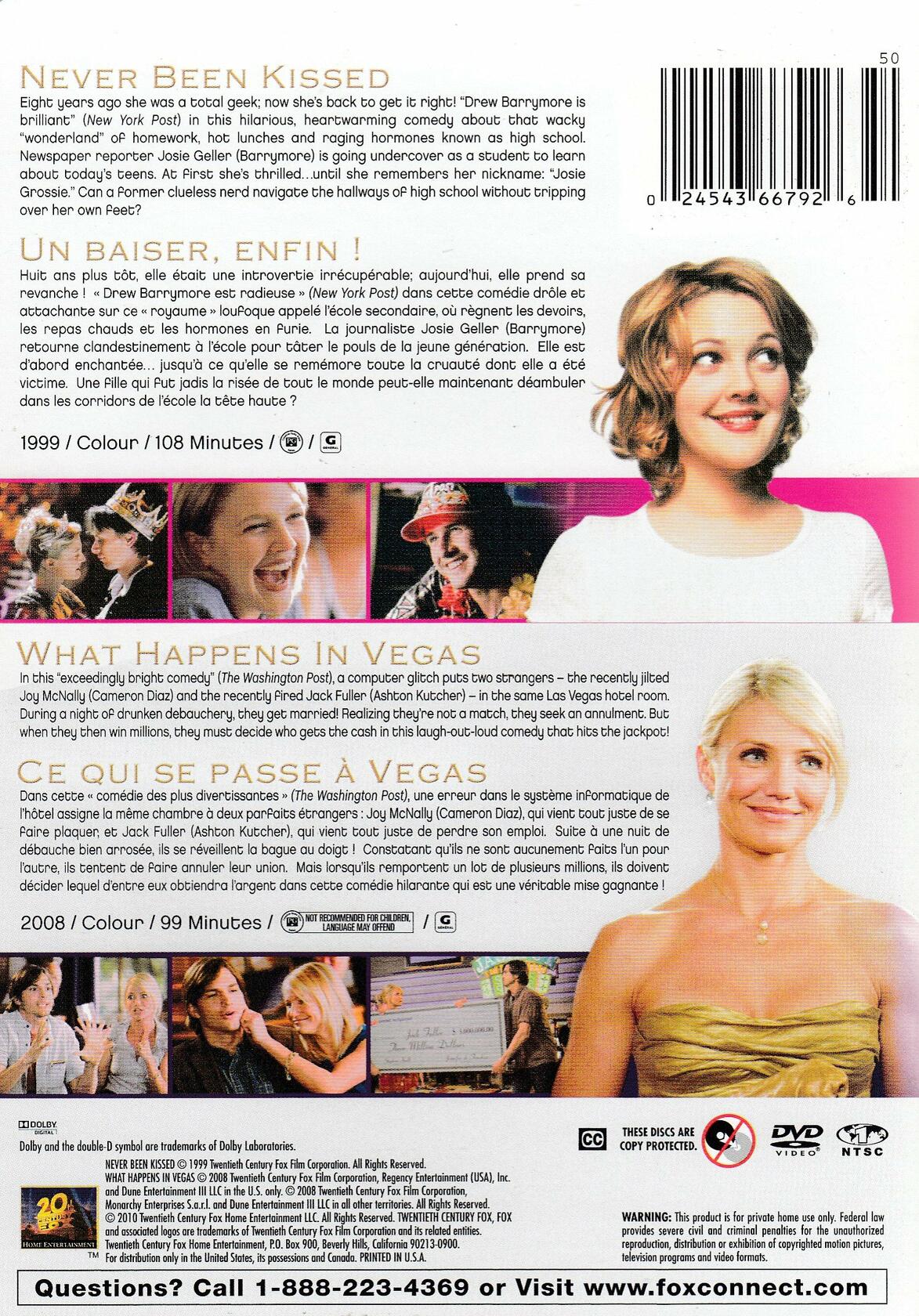Never Been Kissed / What Happens in Vegas [DVD] - Good