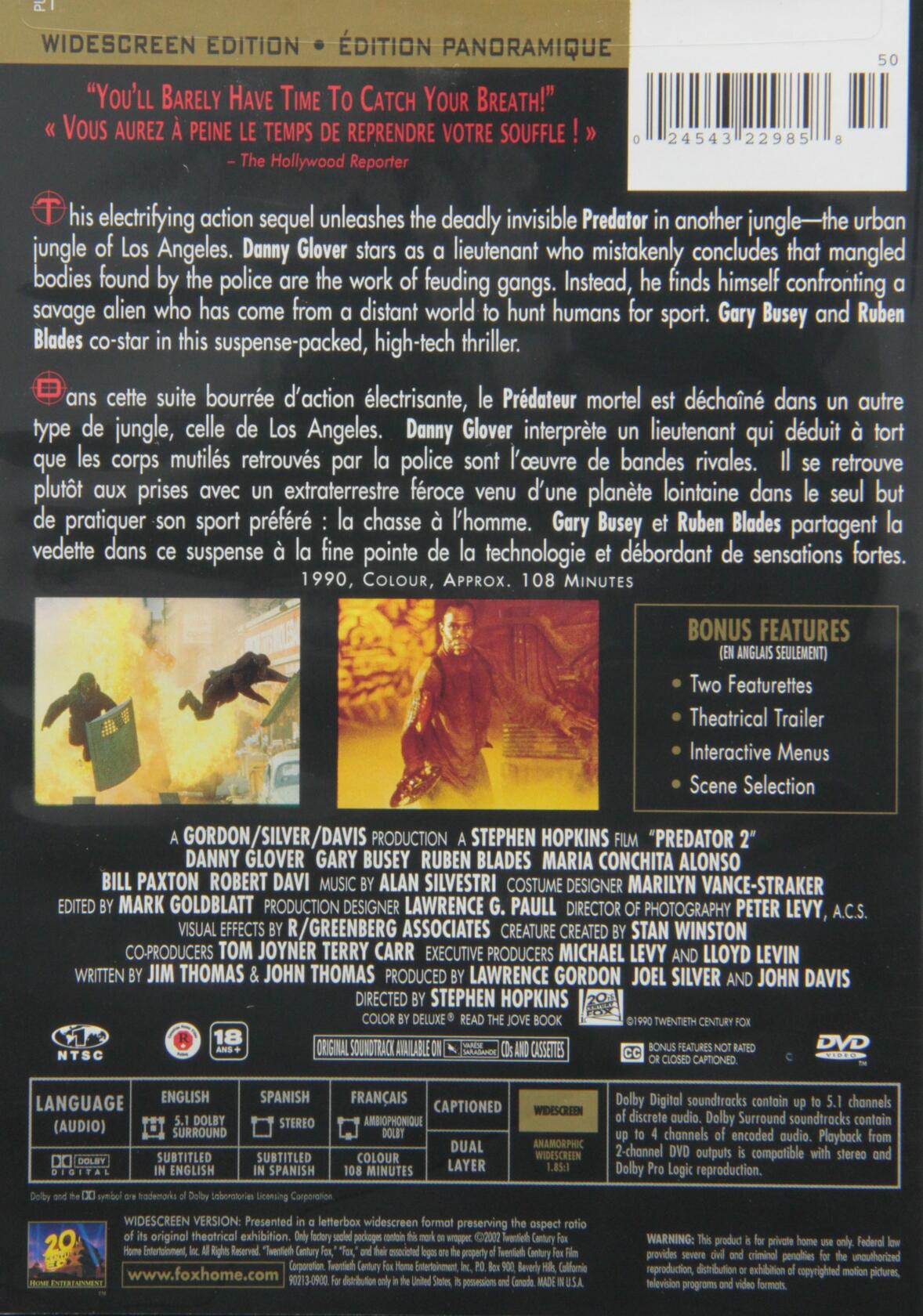 Predator 2 (Widescreen Bilingual Edition) [DVD] - Good