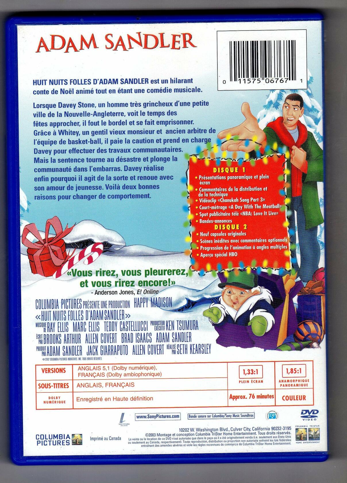 Adam Sandler's Eight Crazy Nights (Special Edition, 2 discs) (Bilingual) [DVD] - Good
