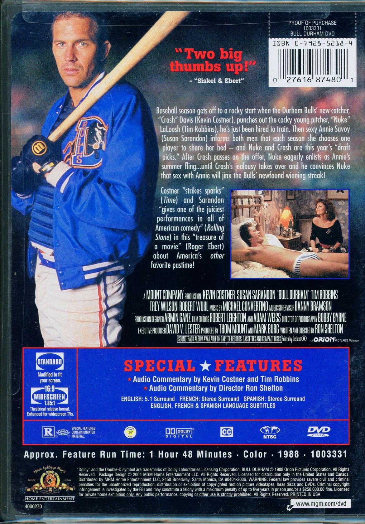 Bull Durham: Special Edition (Widescreen/Full Screen) [DVD] - Good