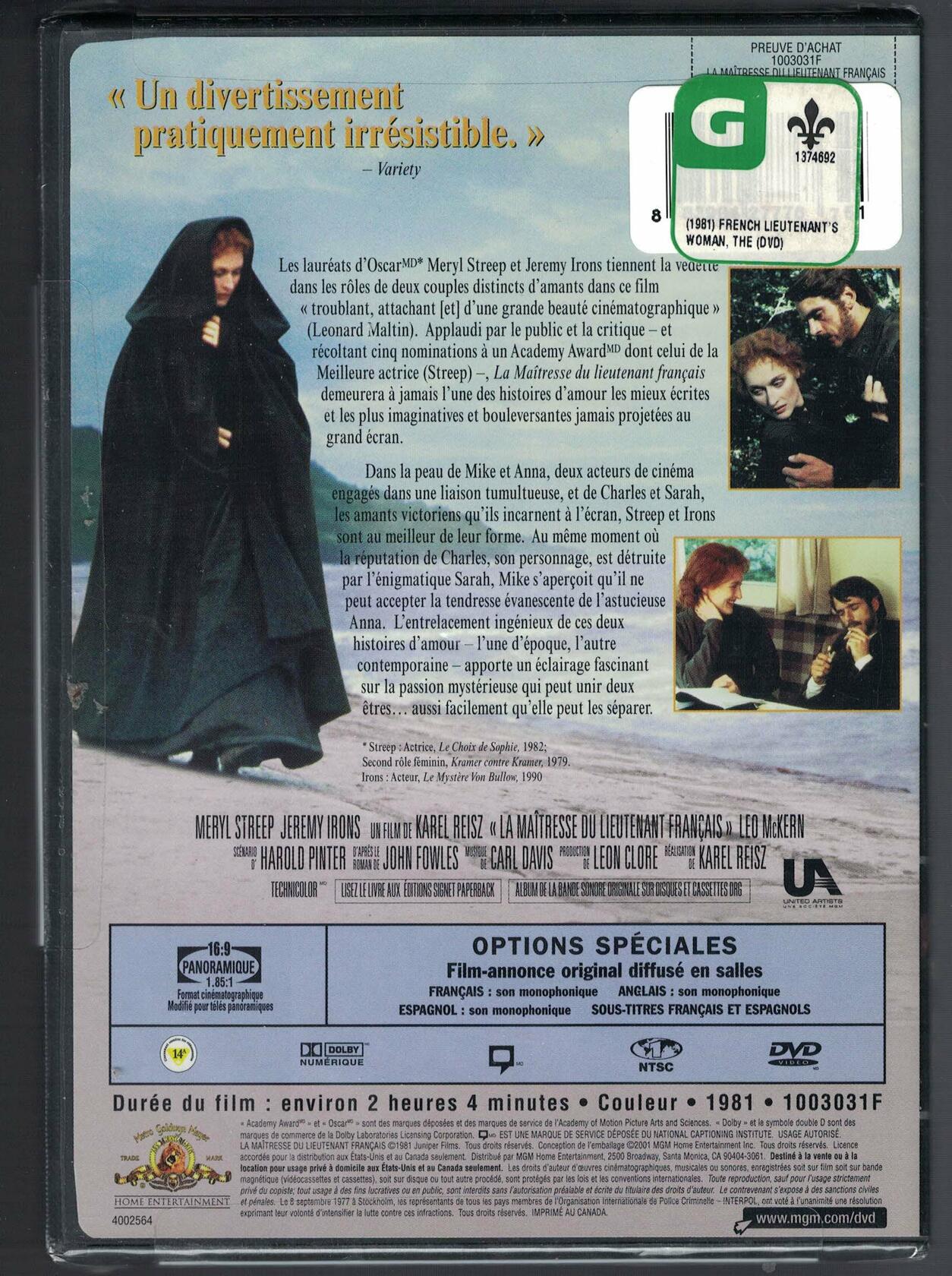 The French Lieutenant's Woman [DVD]
