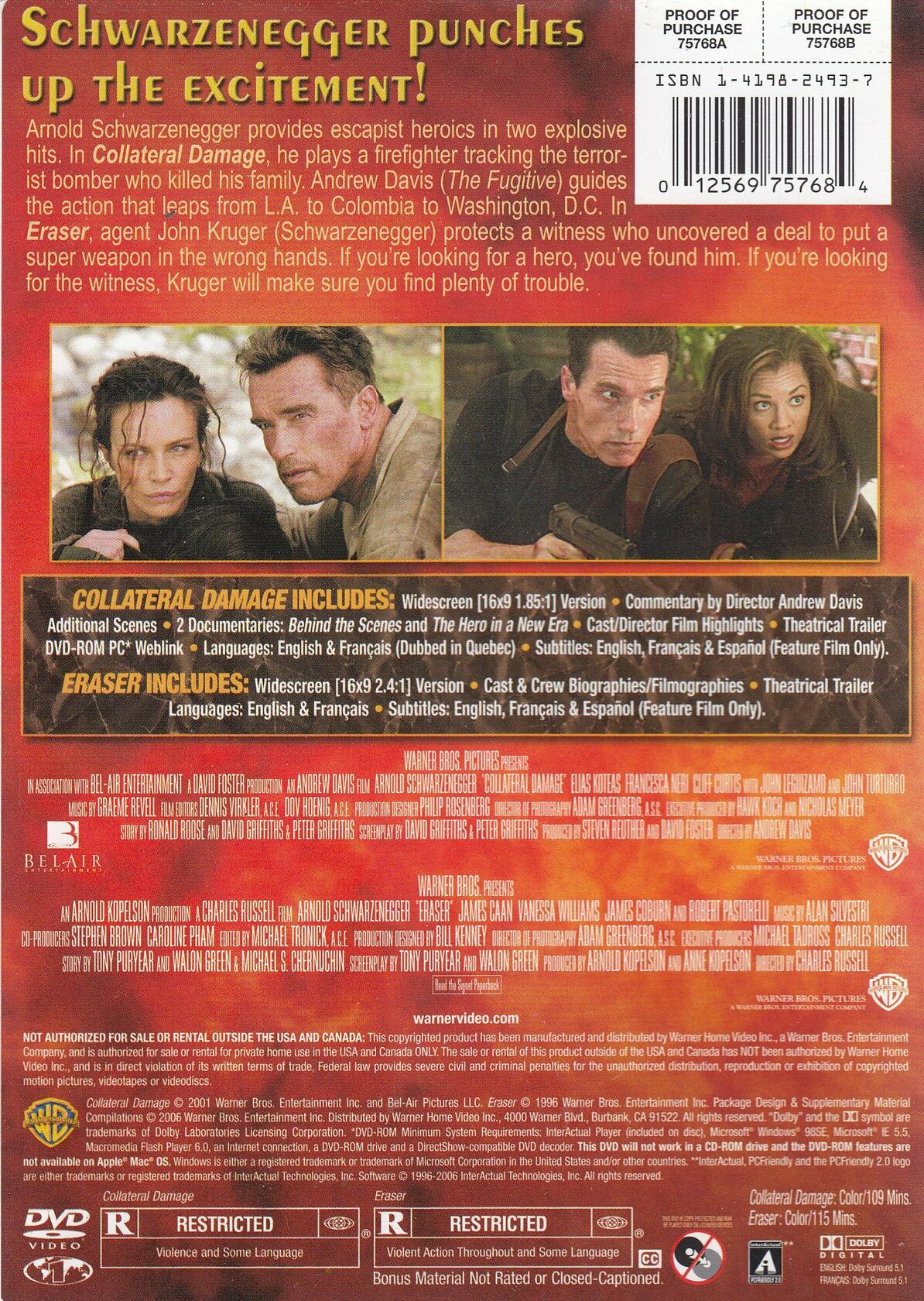 Collateral Damage/ Eraser (DBFE) [DVD] - Good