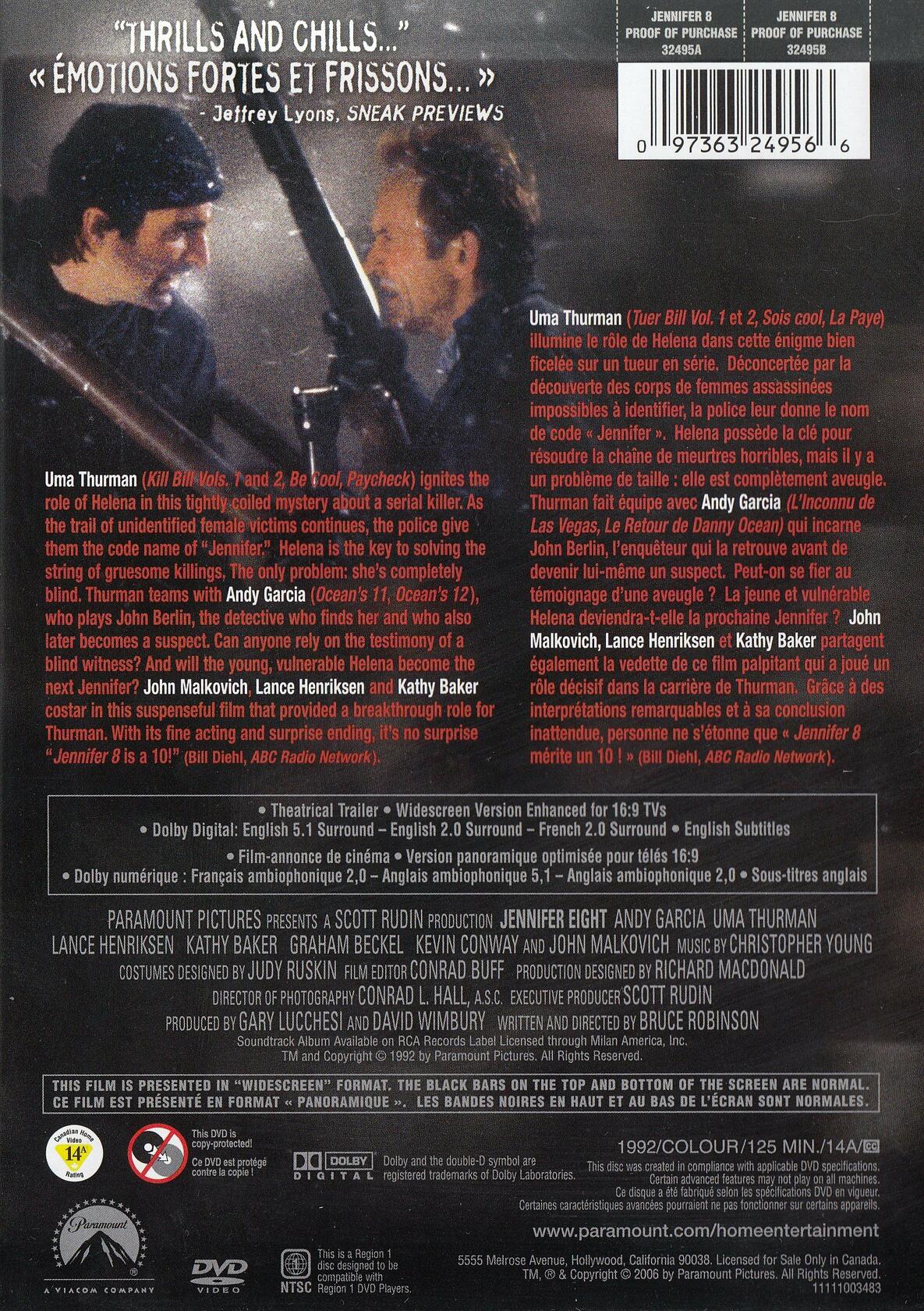 Jennifer 8 (Bilingual) [Laser Disc] - Good