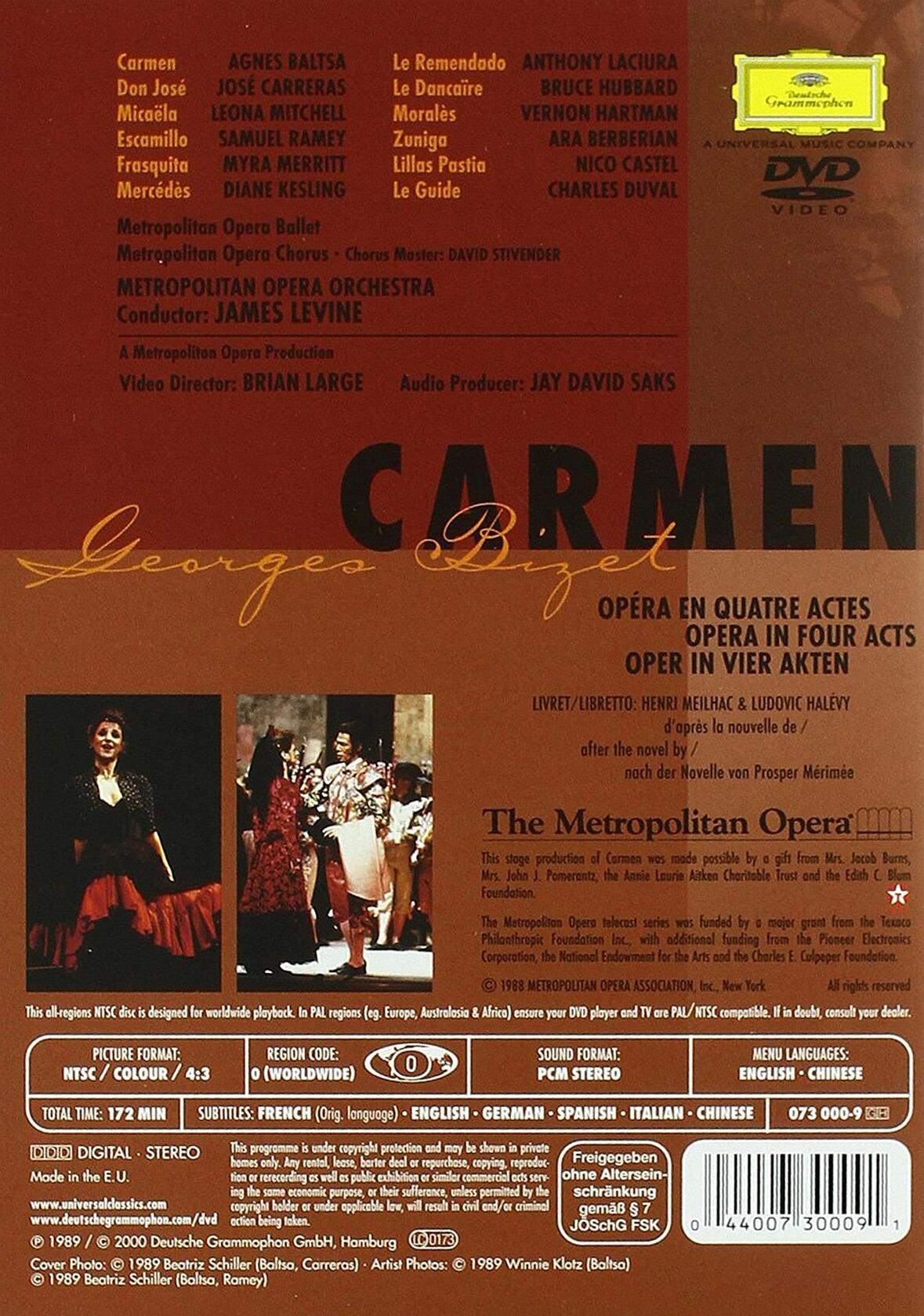 Bizet - Carmen / Levine, Baltsa, Carreras, Metropolitan Opera [DVD] - Like New