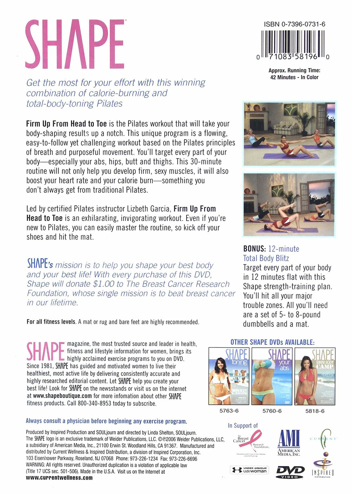 Shape Pilates: Workout, Firm Up From Head to Toe [Import] [DVD] - Good