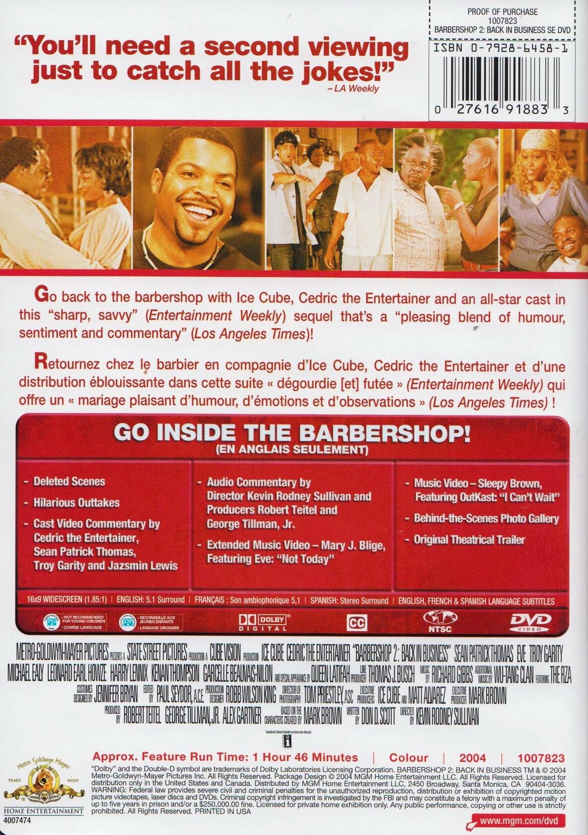 Barbershop 2: Back in Business (Chez le barbier 2 : De retour en affaires) (Special Edition) (Bilingual) [DVD] - Like New