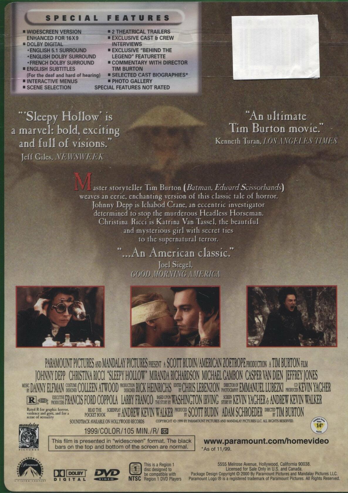 Sleepy Hollow [DVD] - Very Good