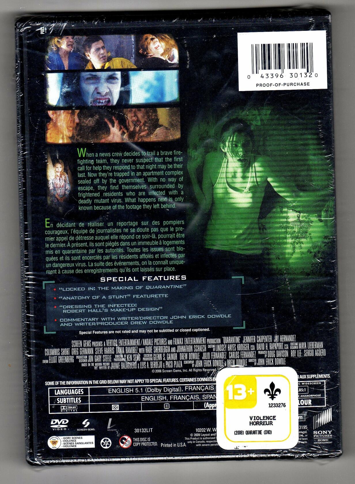 Quarantine Bilingual [DVD] - Very Good