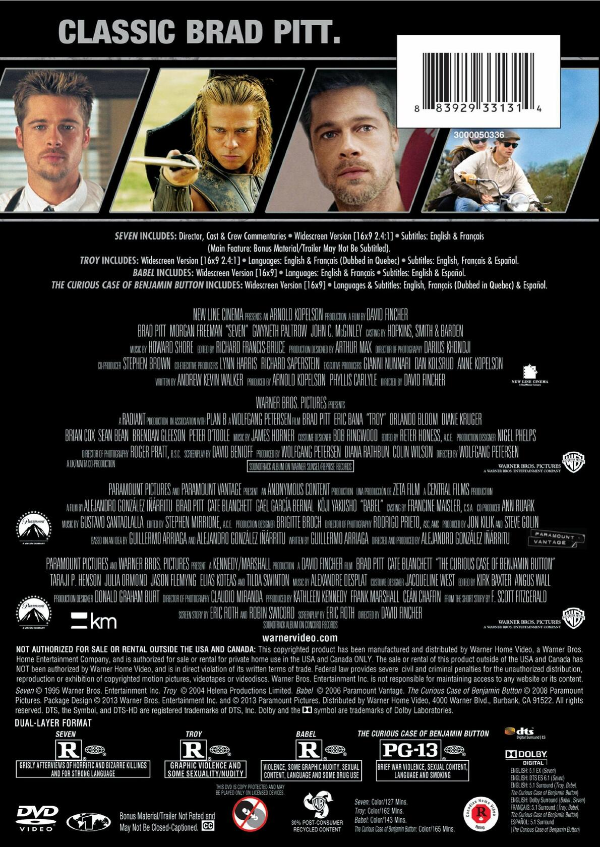 4 Film Favorites: Brad Pitt [DVD] - Very Good
