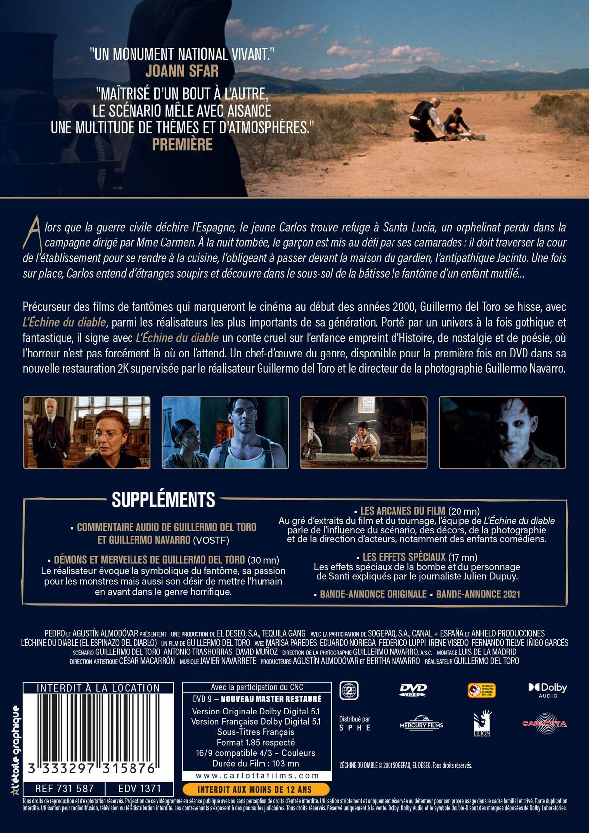 L'Echine du Diable [DVD] - Very Good