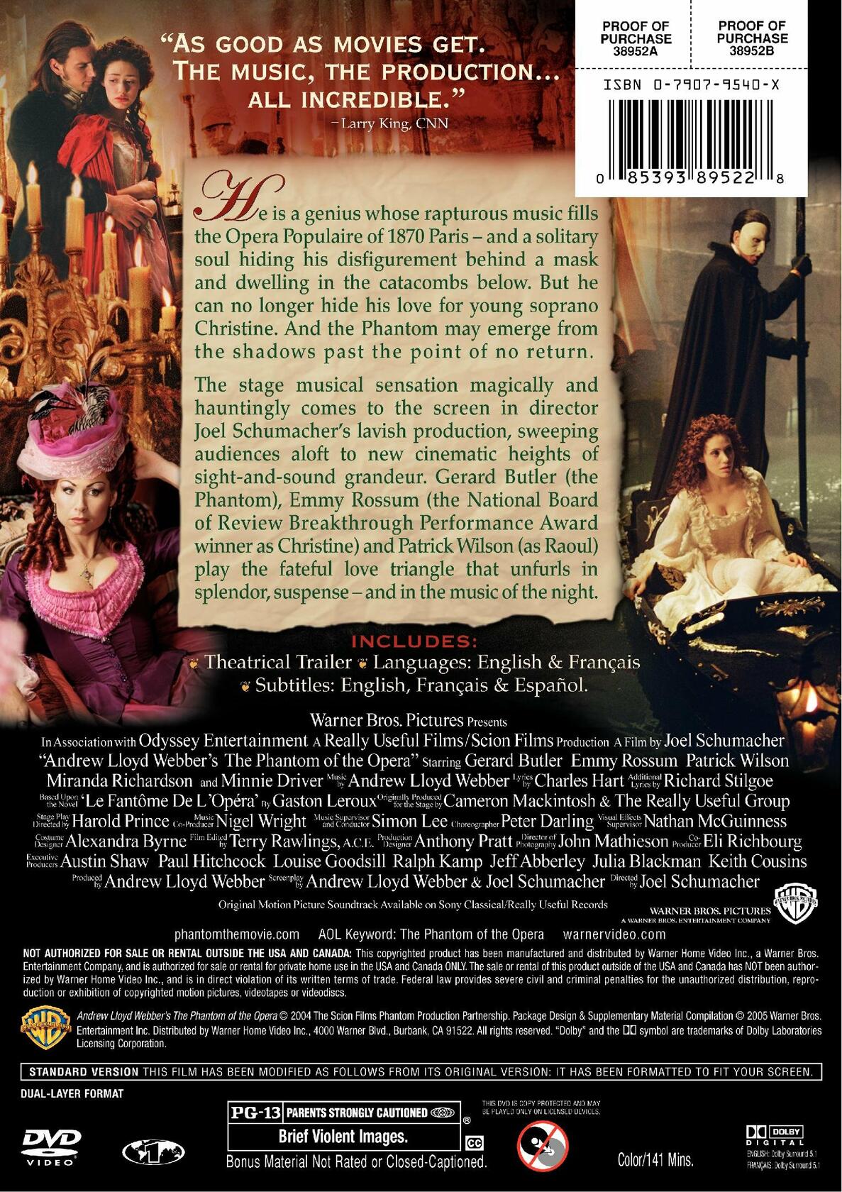 Phantom of the Opera (Full Screen) [Import] [DVD] - Very Good