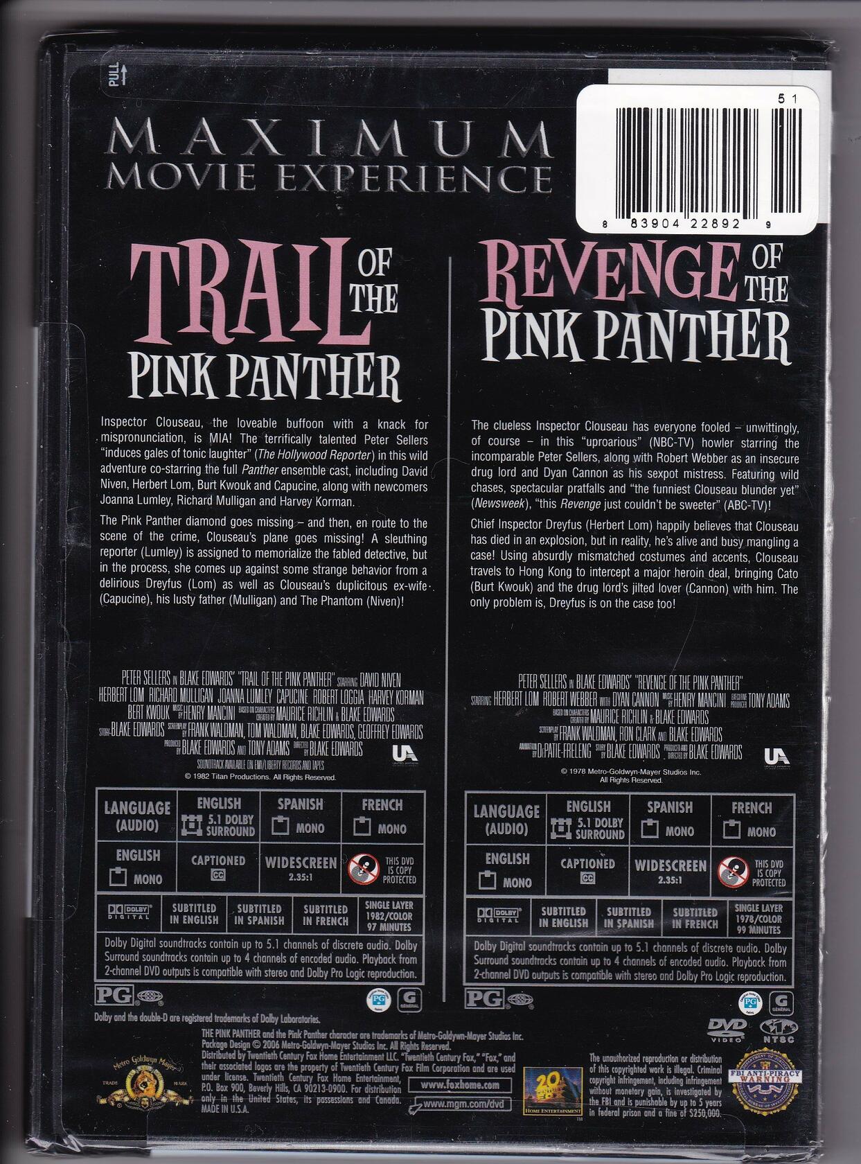Trail of the Pink Panther/Revenge of the Pink Panther [DVD] - Very Good