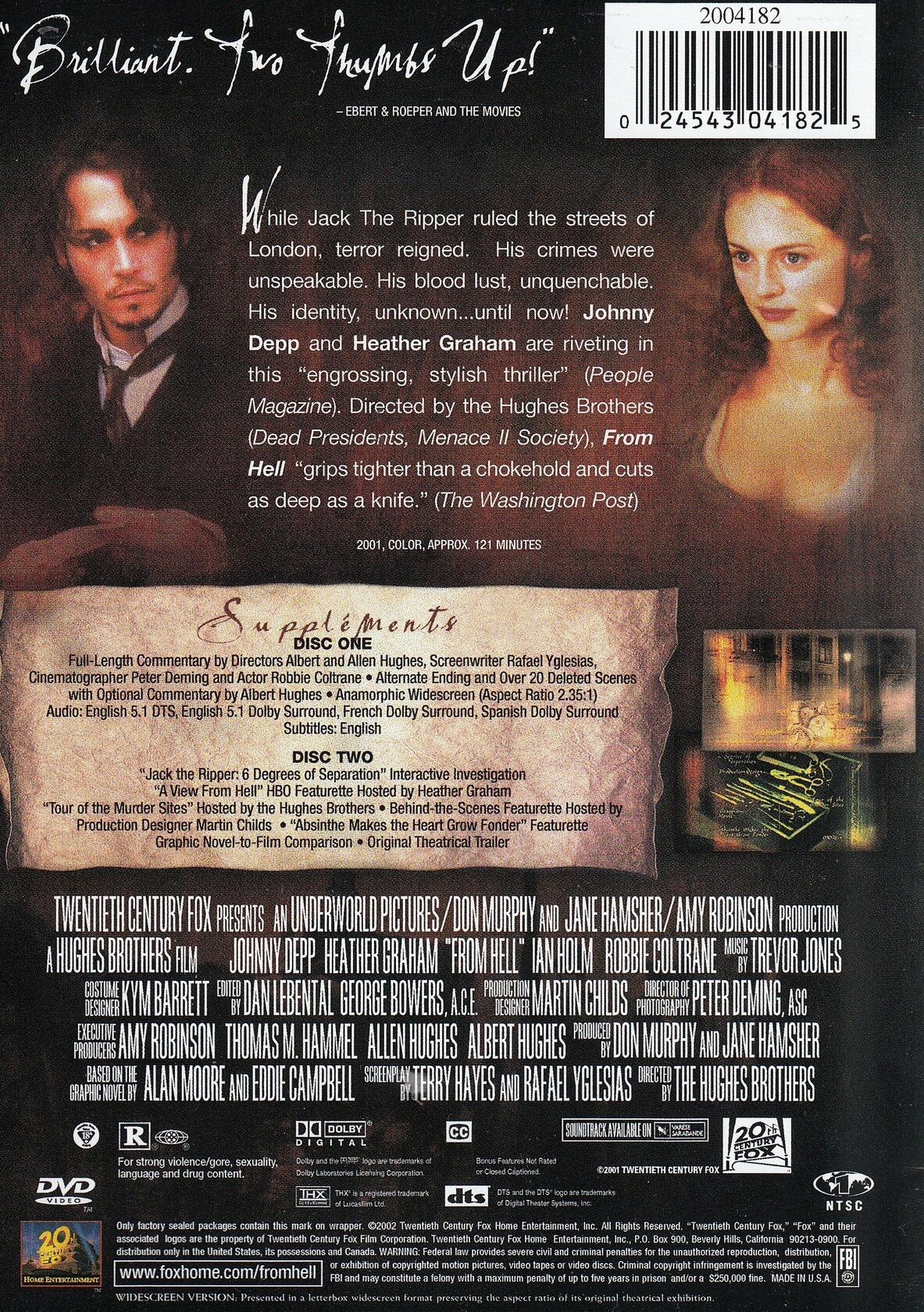 From Hell V.F. [DVD] - Very Good
