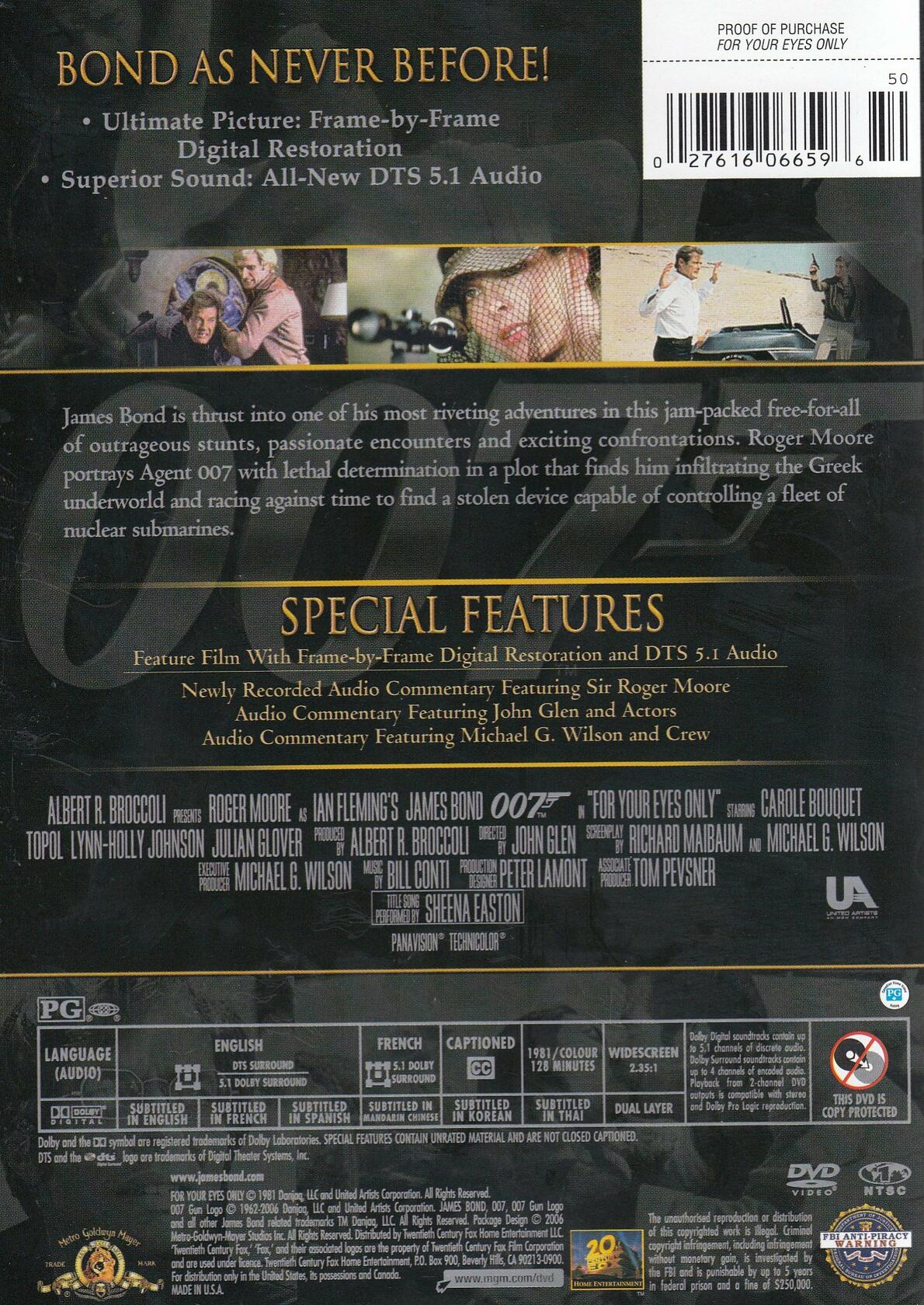 For Your Eyes Only [DVD] - Very Good