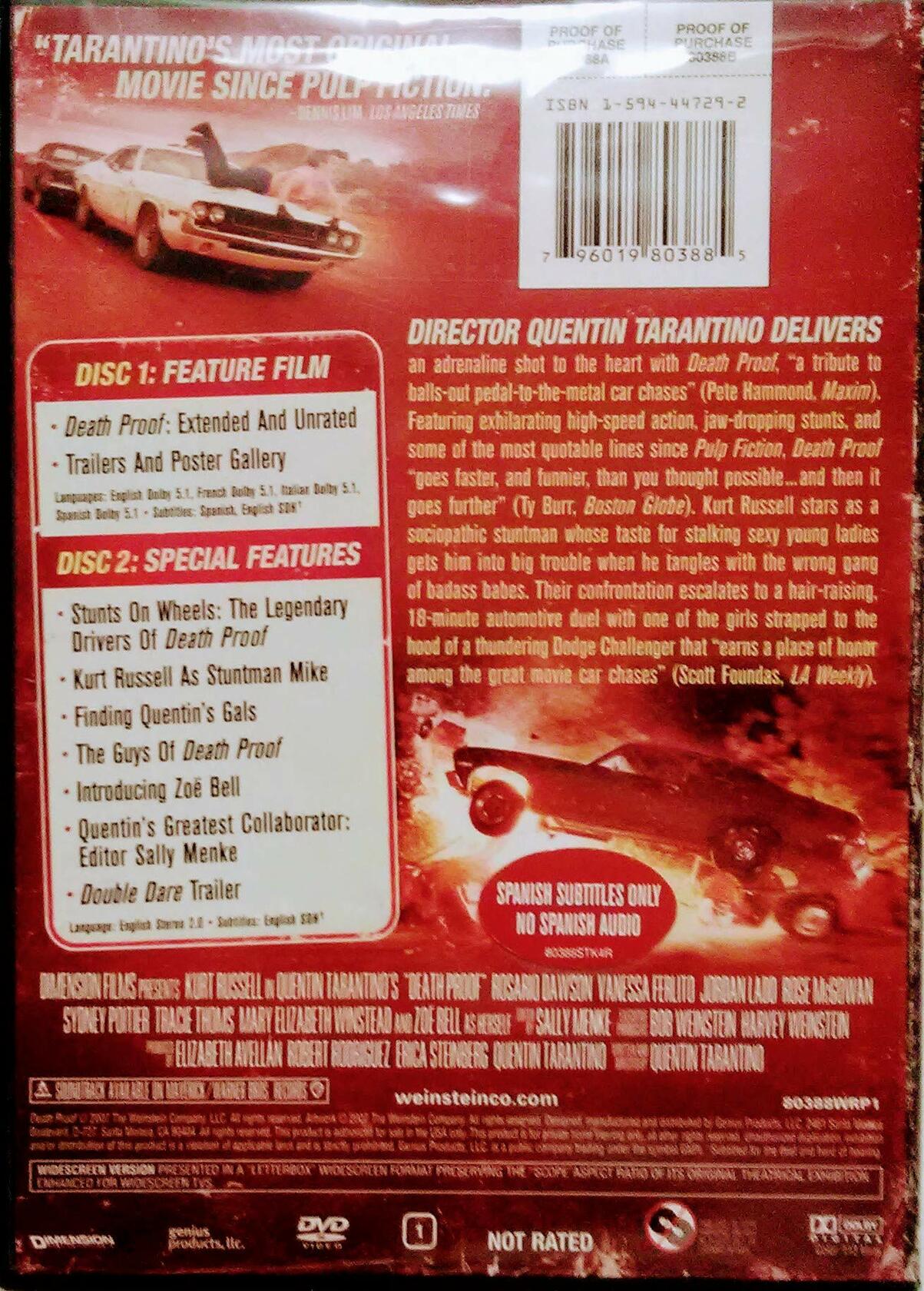 Death Proof: Extended and Unrated Edition / A l'épreuve de la mort: Édition Spéciale [2-Disc DVD] - Very Good