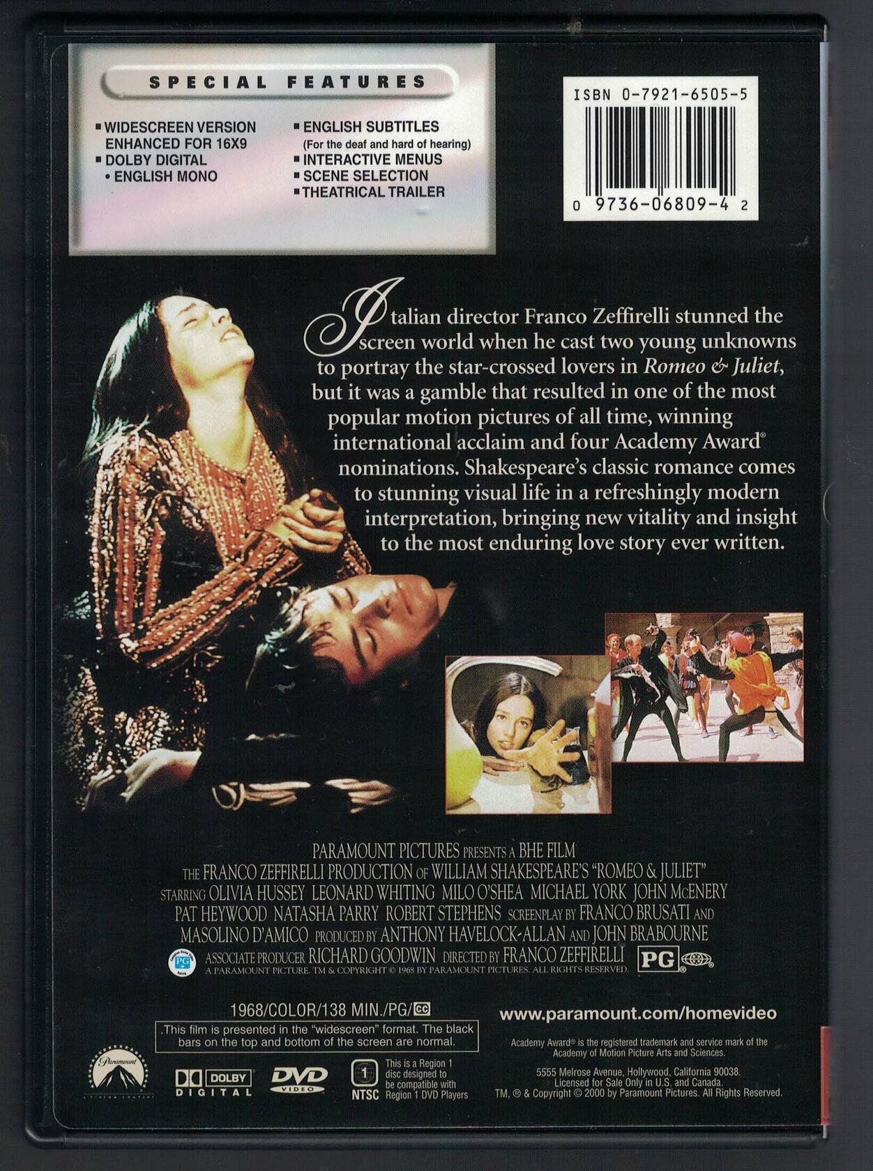 Romeo & Juliet (Widescreen) [DVD] - Very Good