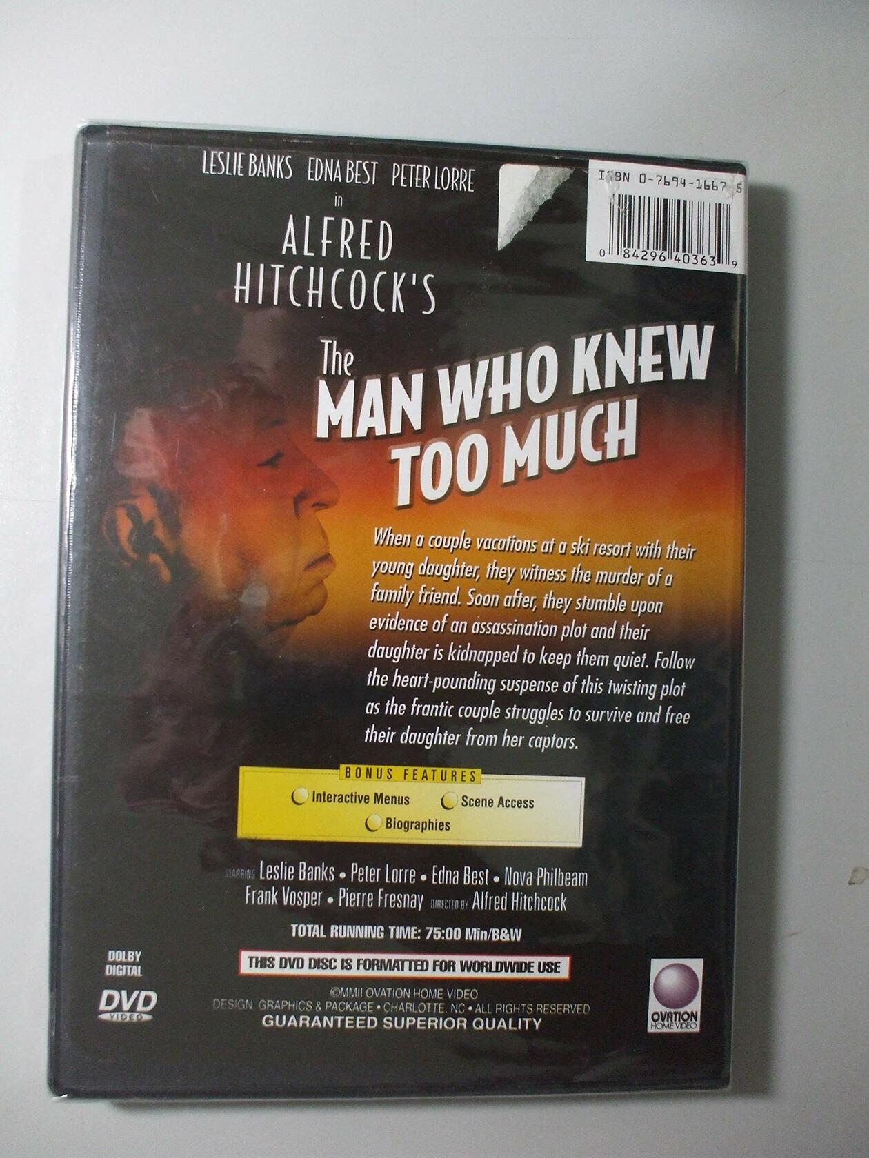 The Man Who Knew Too Much [DVD] - Very Good