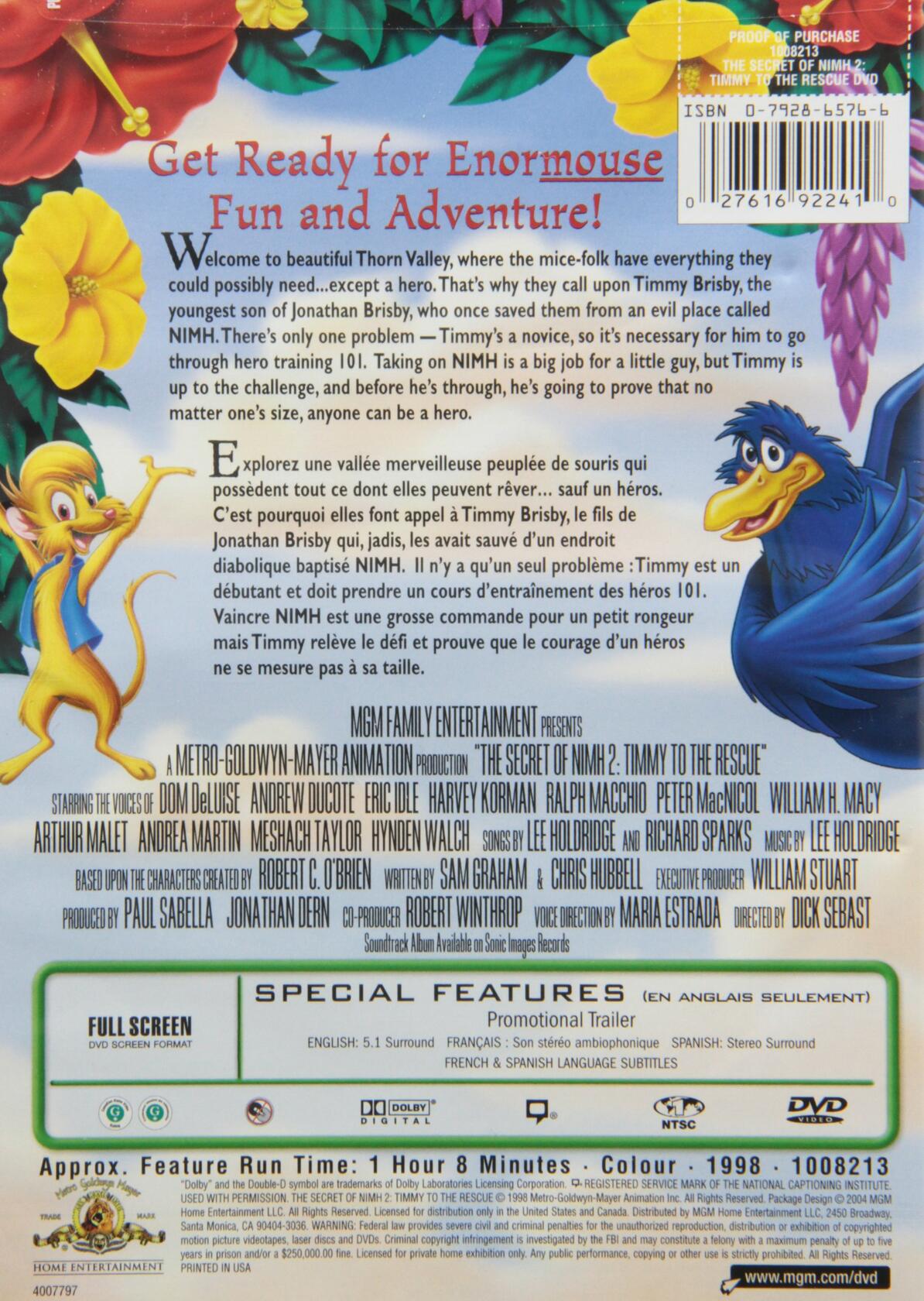 Secret Of Nimh 2: Timmy/rescue (Bilingual) [DVD] - Very Good