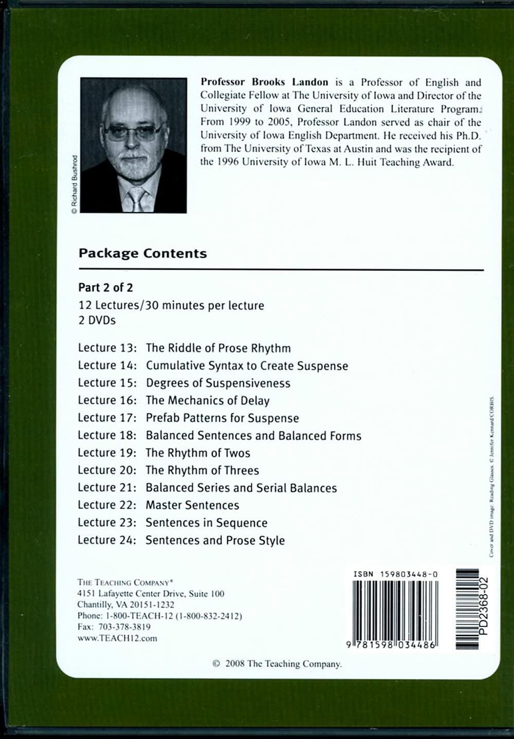 The Teaching Company: Building Great Sentences: Exploring the Writer's Craft ... [DVD] - Very Good