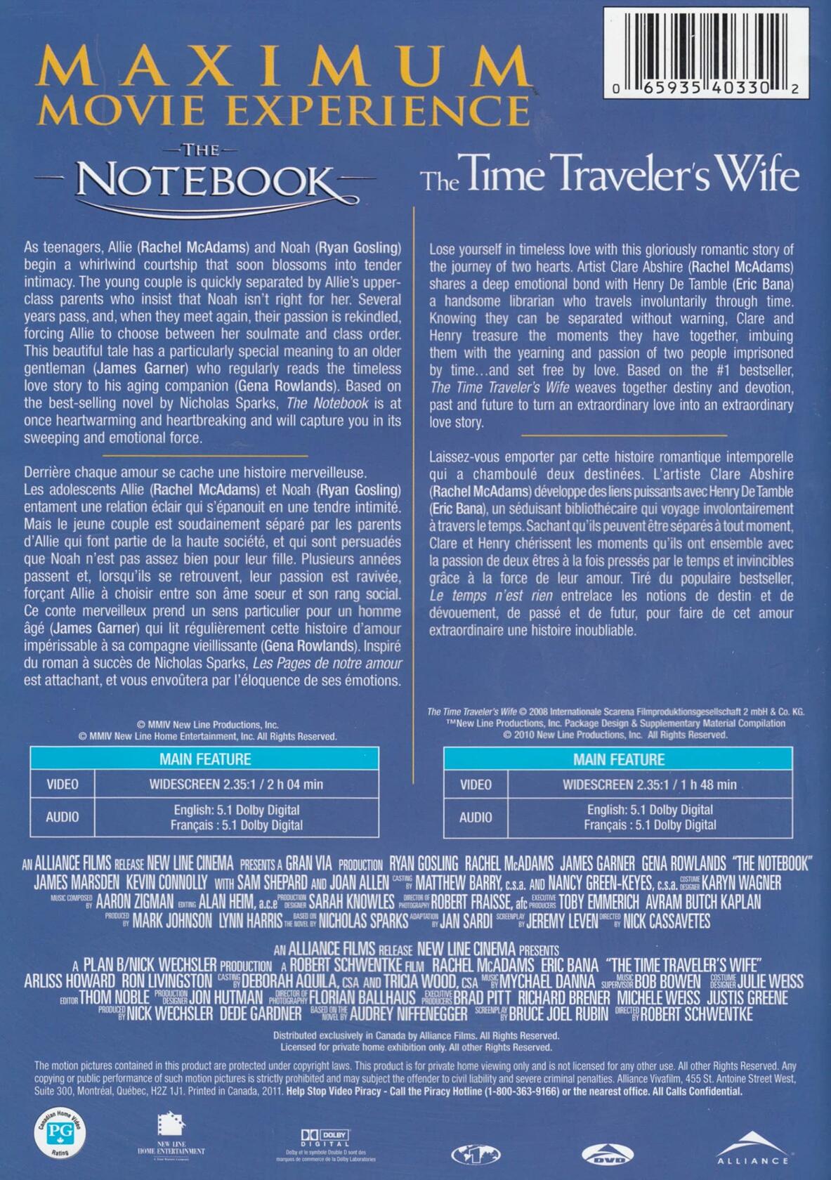 The Notebook / The Time Traveler's Wife (Double Feature) [DVD]