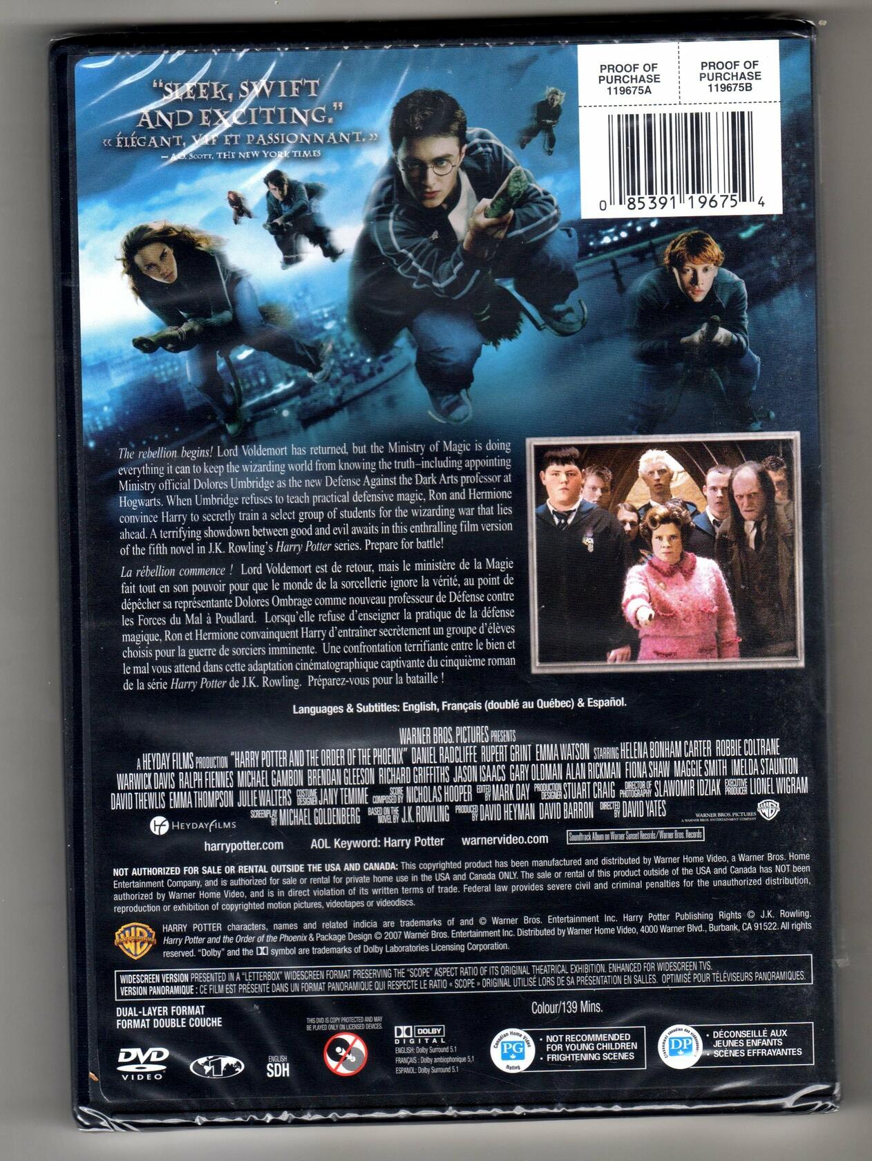 Harry Potter and the Order of the Phoenix (Bilingual) (Widescreen) [DVD] - Very Good