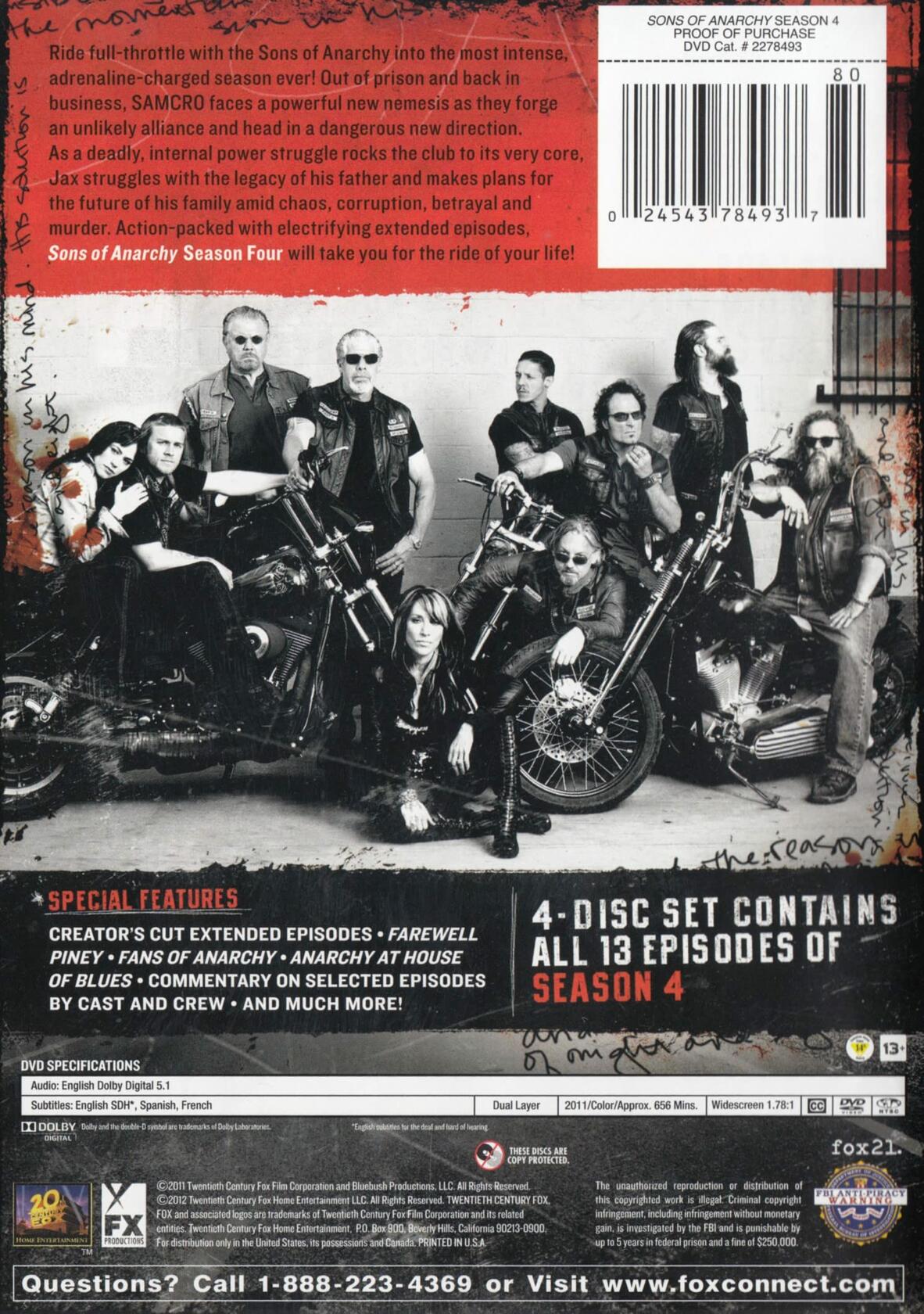 Sons of Anarchy: Season Four [DVD] - Very Good